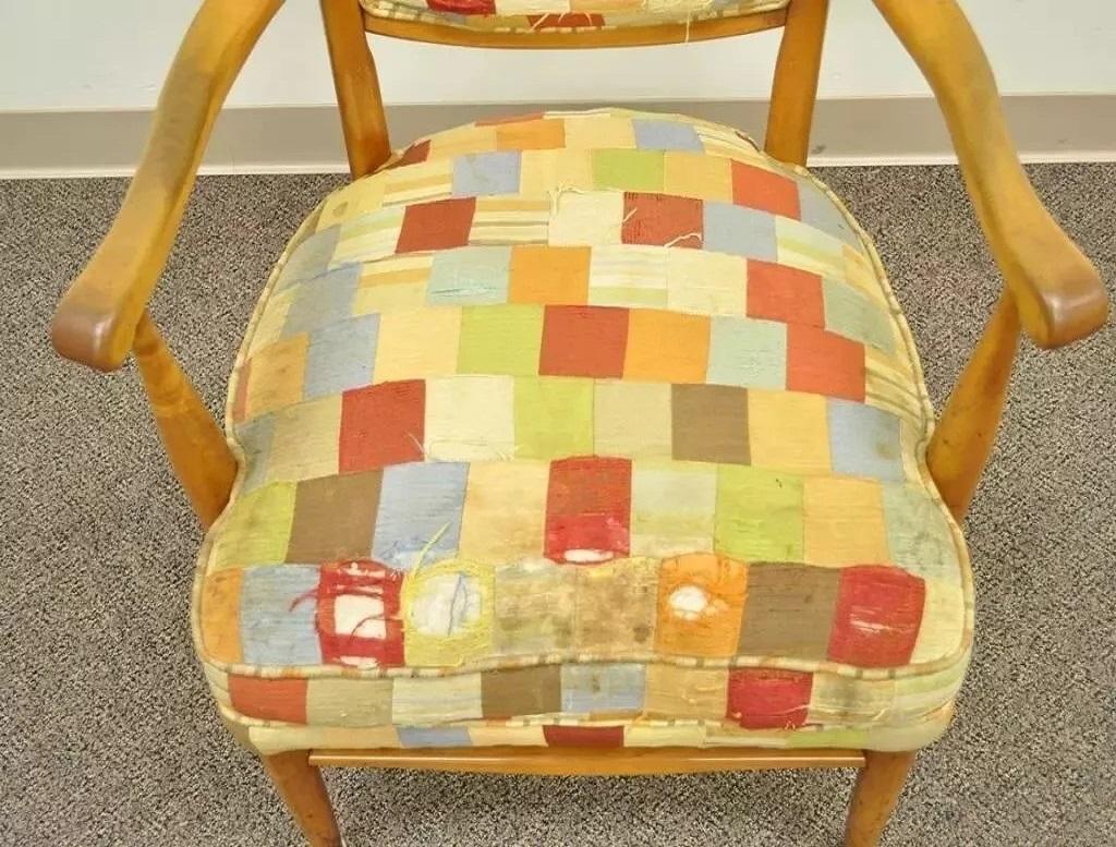 Unknown Maxwell Royal High Back Maple Wood Mid Century Edward Wormley Style Arm Chair For Sale