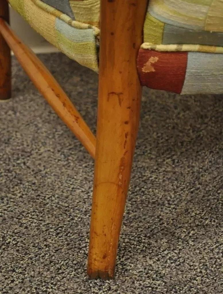 Maxwell Royal High Back Maple Wood Mid Century Edward Wormley Style Arm Chair For Sale 1