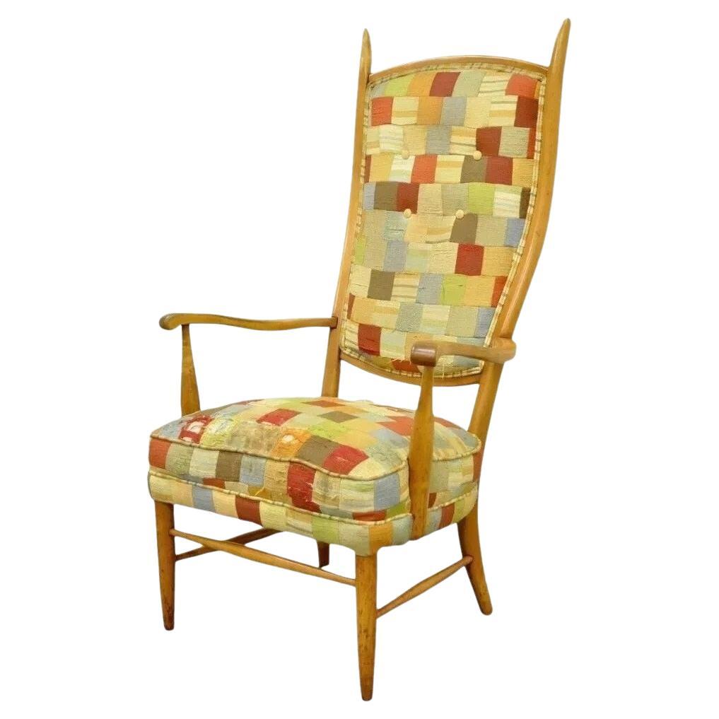 Poltrona Maxwell Royal con schienale alto in Wood Wood Edward Wormley, stile metà del secolo scorso