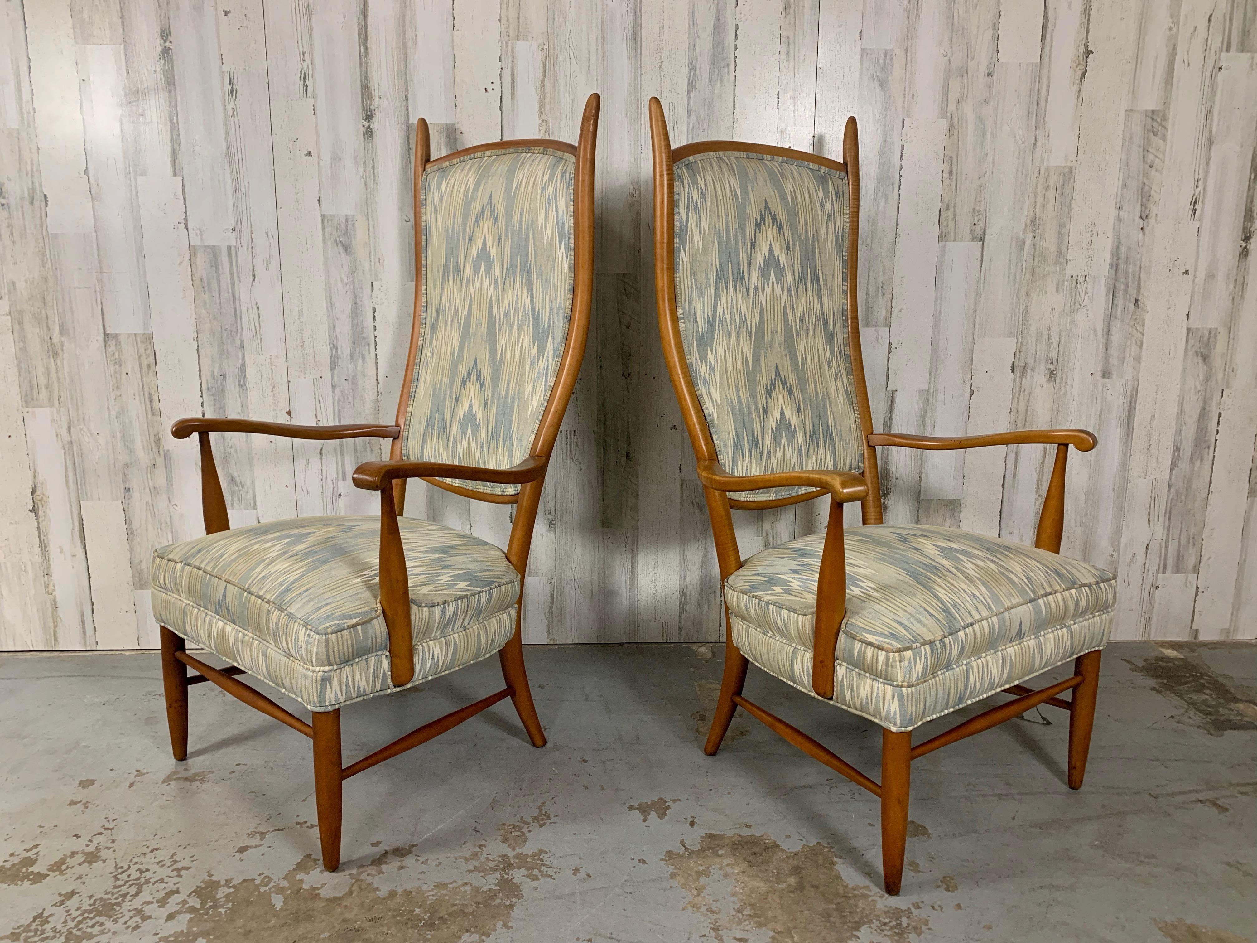 Mid-Century Modern Maxwell Royal Sculptural High Back Chairs