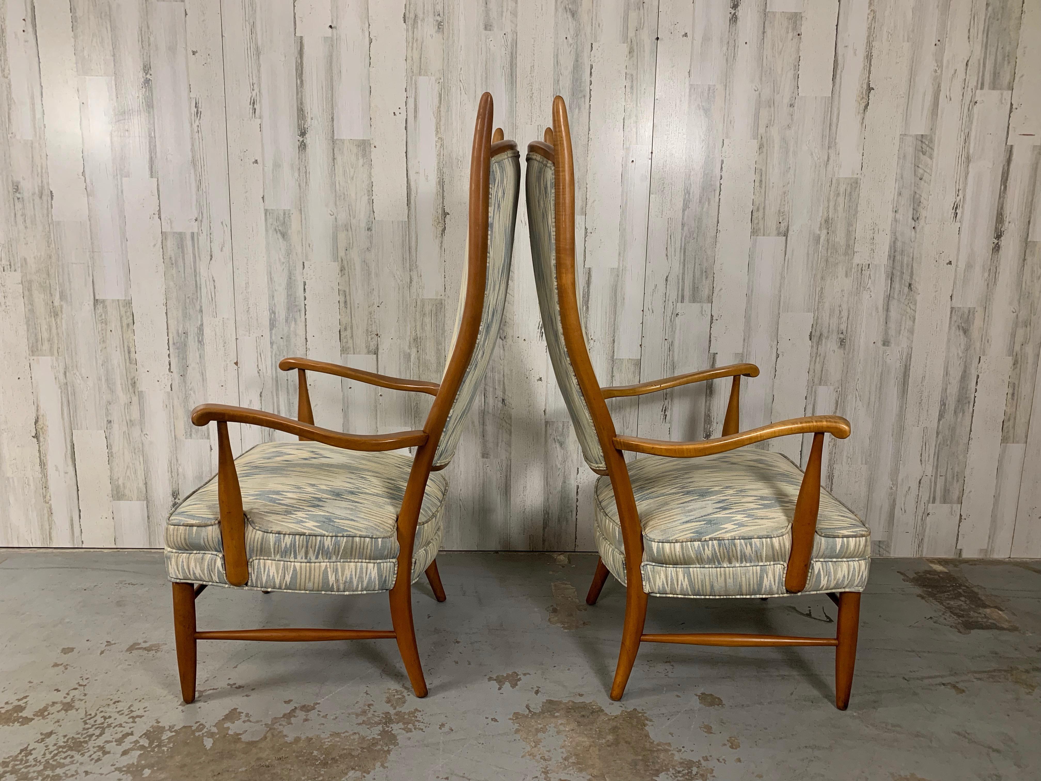 American Maxwell Royal Sculptural High Back Chairs