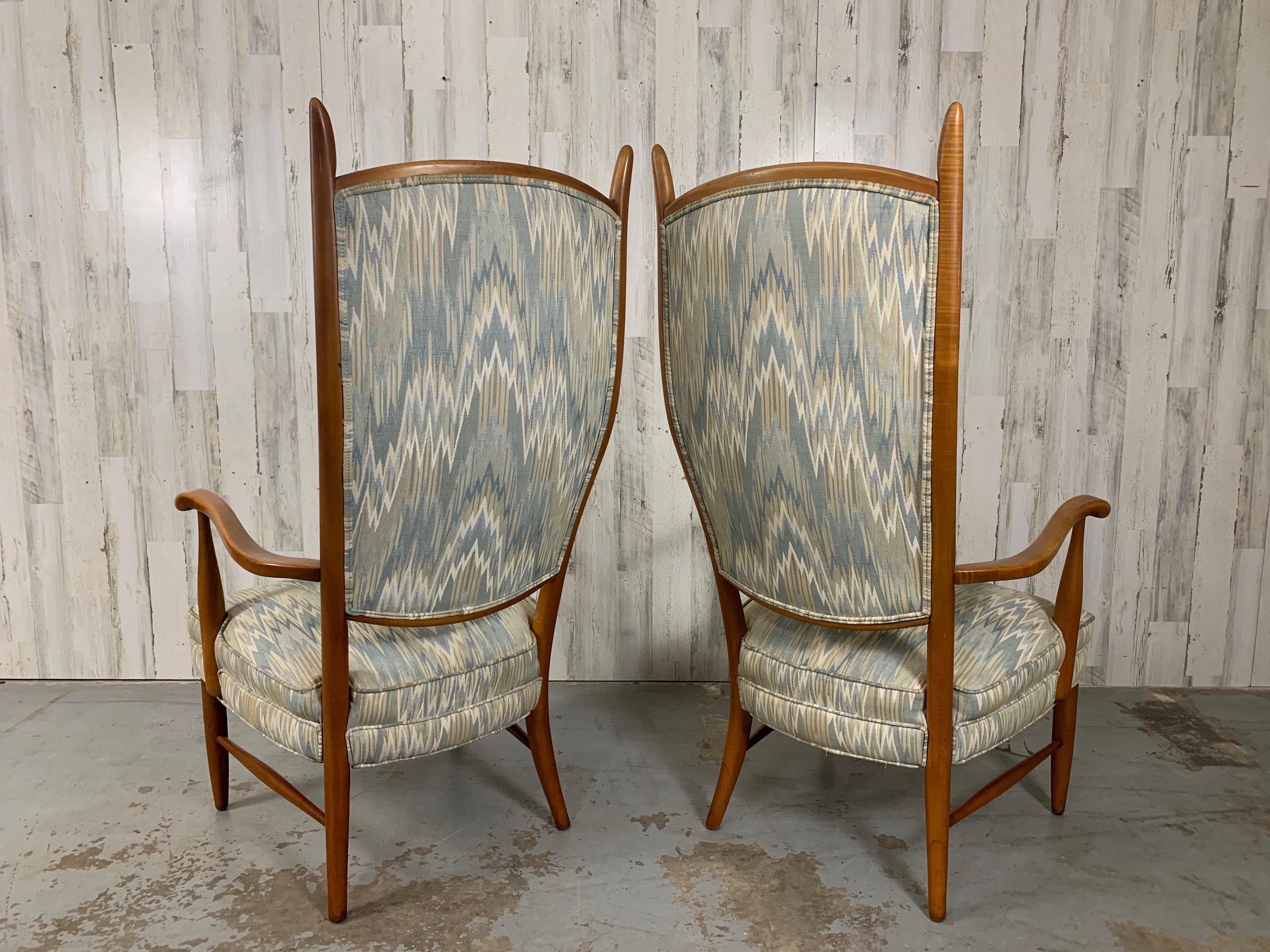 Maxwell Royal Sculptural High Back Chairs In Good Condition In Denton, TX