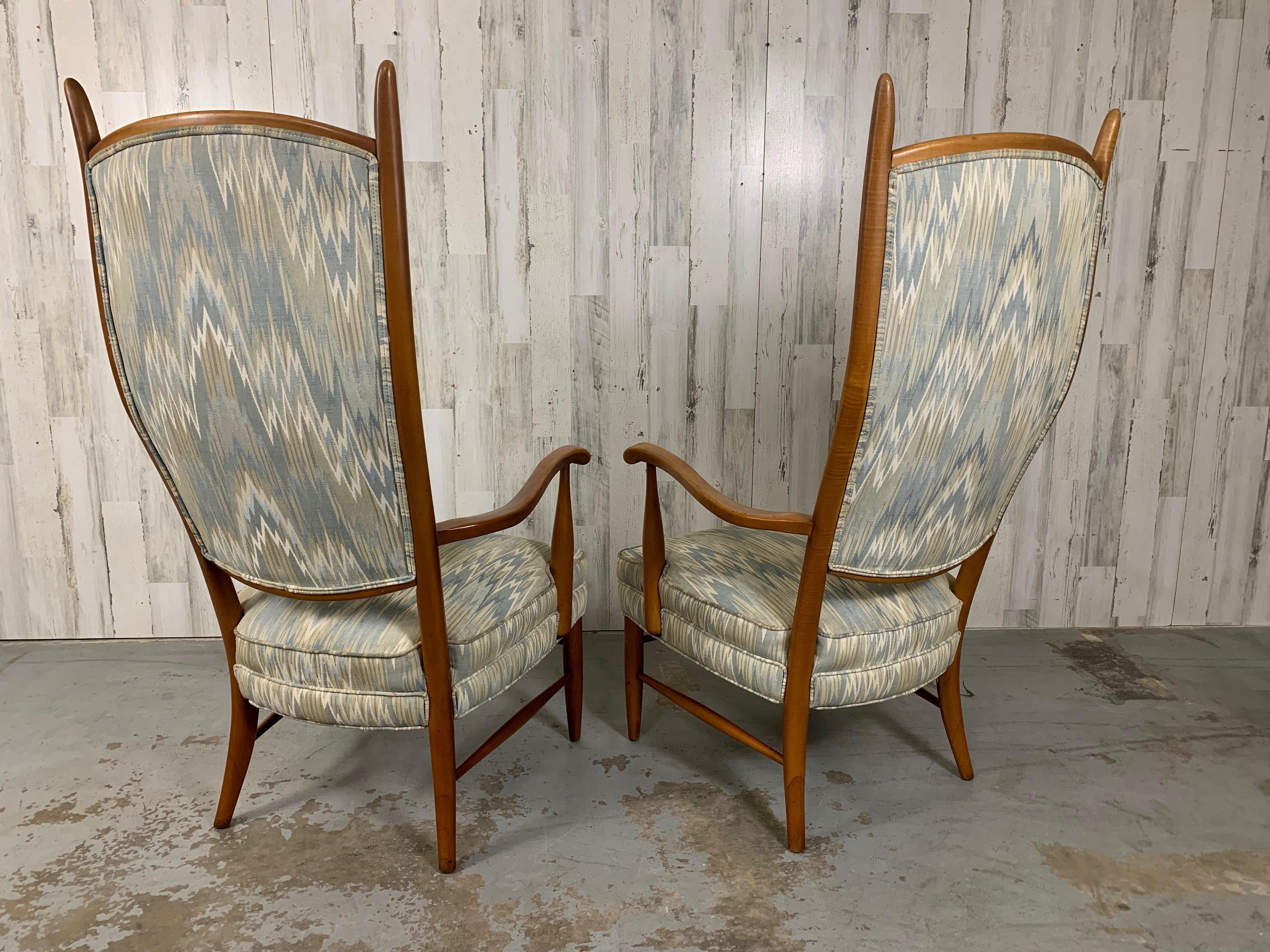 20th Century Maxwell Royal Sculptural High Back Chairs
