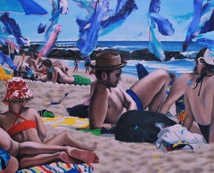 Art contemporain américain de Maxwell Stevens - Scène de plage, en repos
