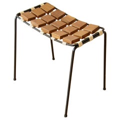 Maxwell Yellen "Checkerboard Collection" Iron Frame and Wood Stool, circa 1953