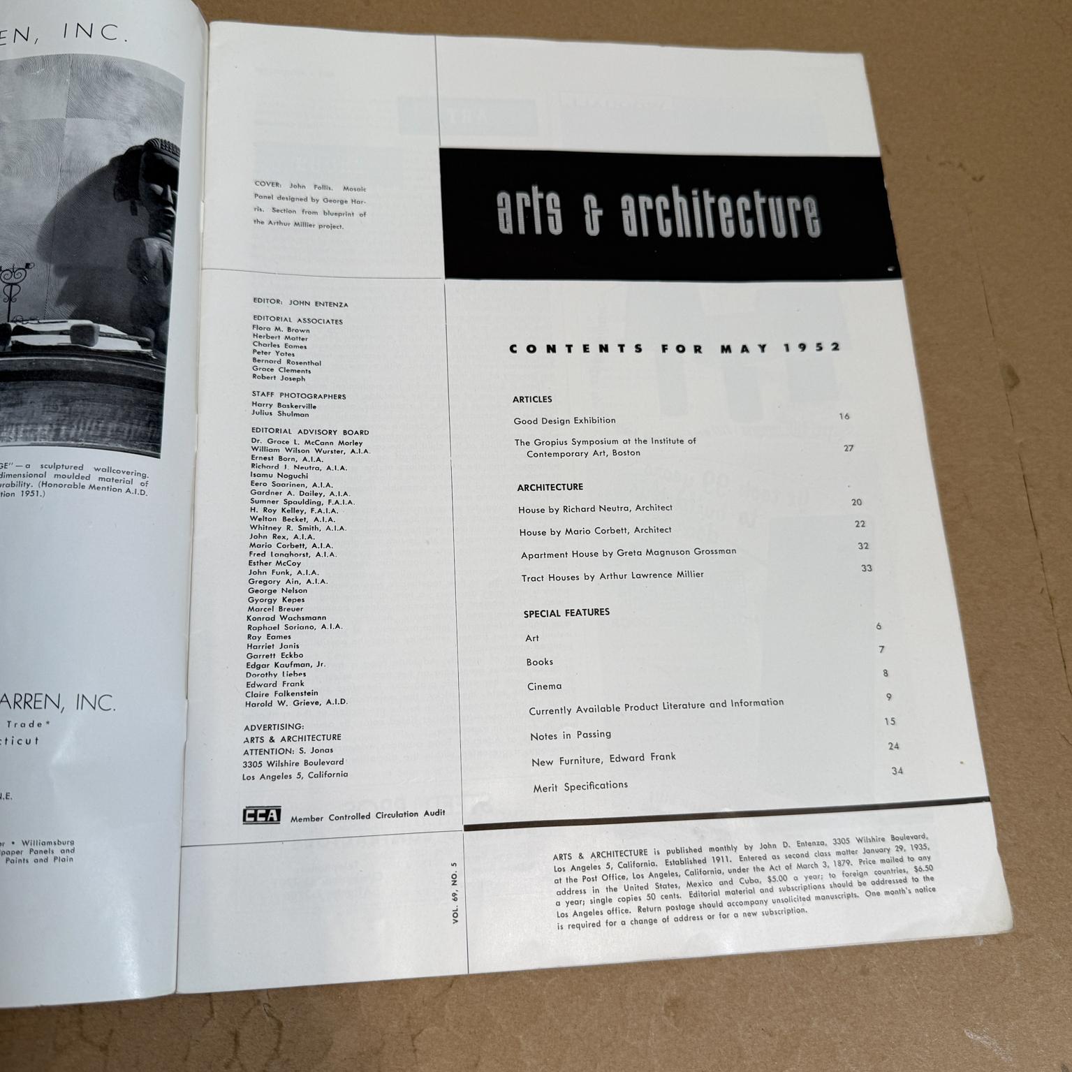 Mid-20th Century May 1952 Arts & Architecture Magazine John Entenza Mid Century Modern