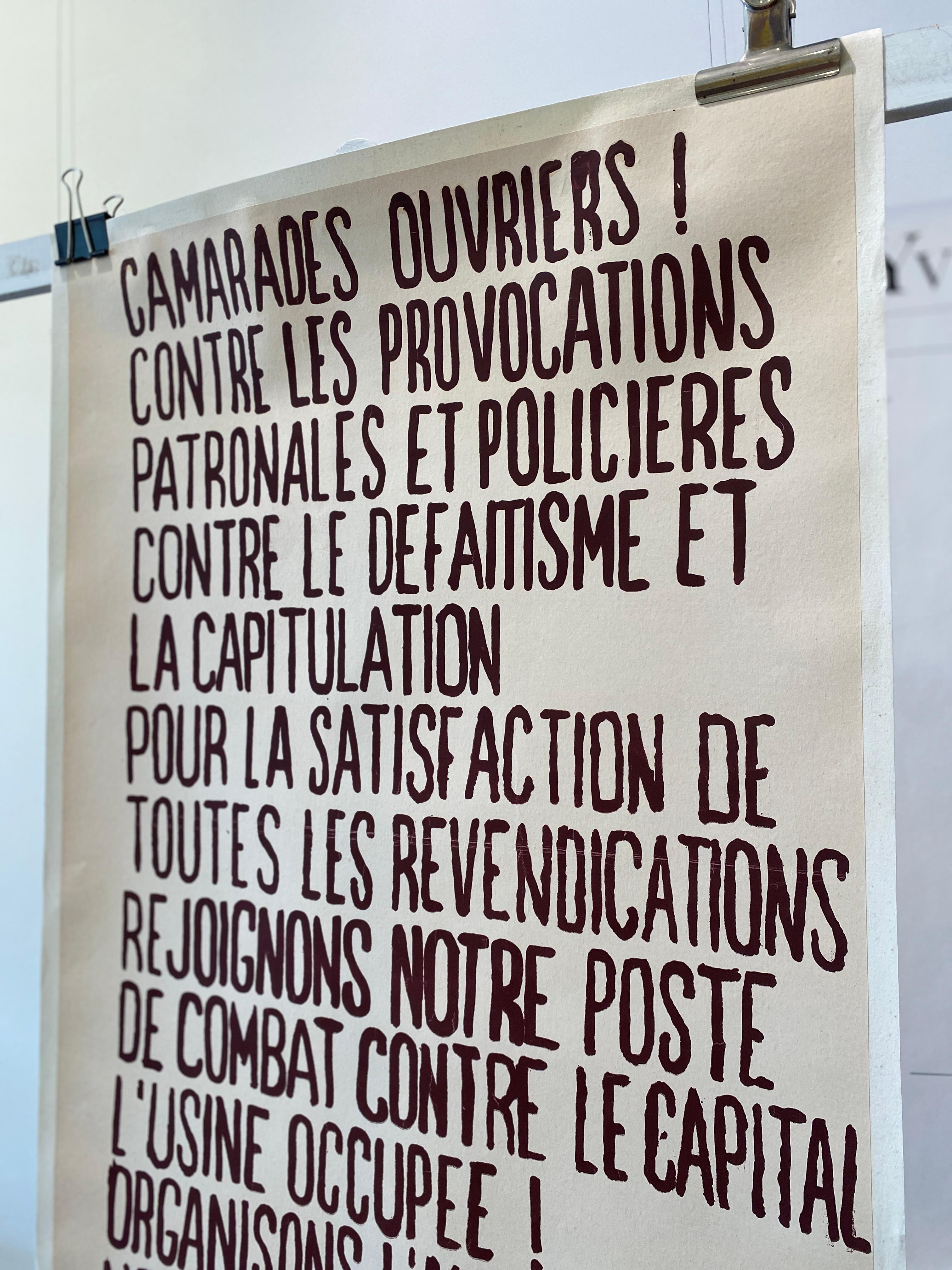 Mid-Century Modern Affiche politique française originale de mai 68, «amarades Ouvriers ! » en vente