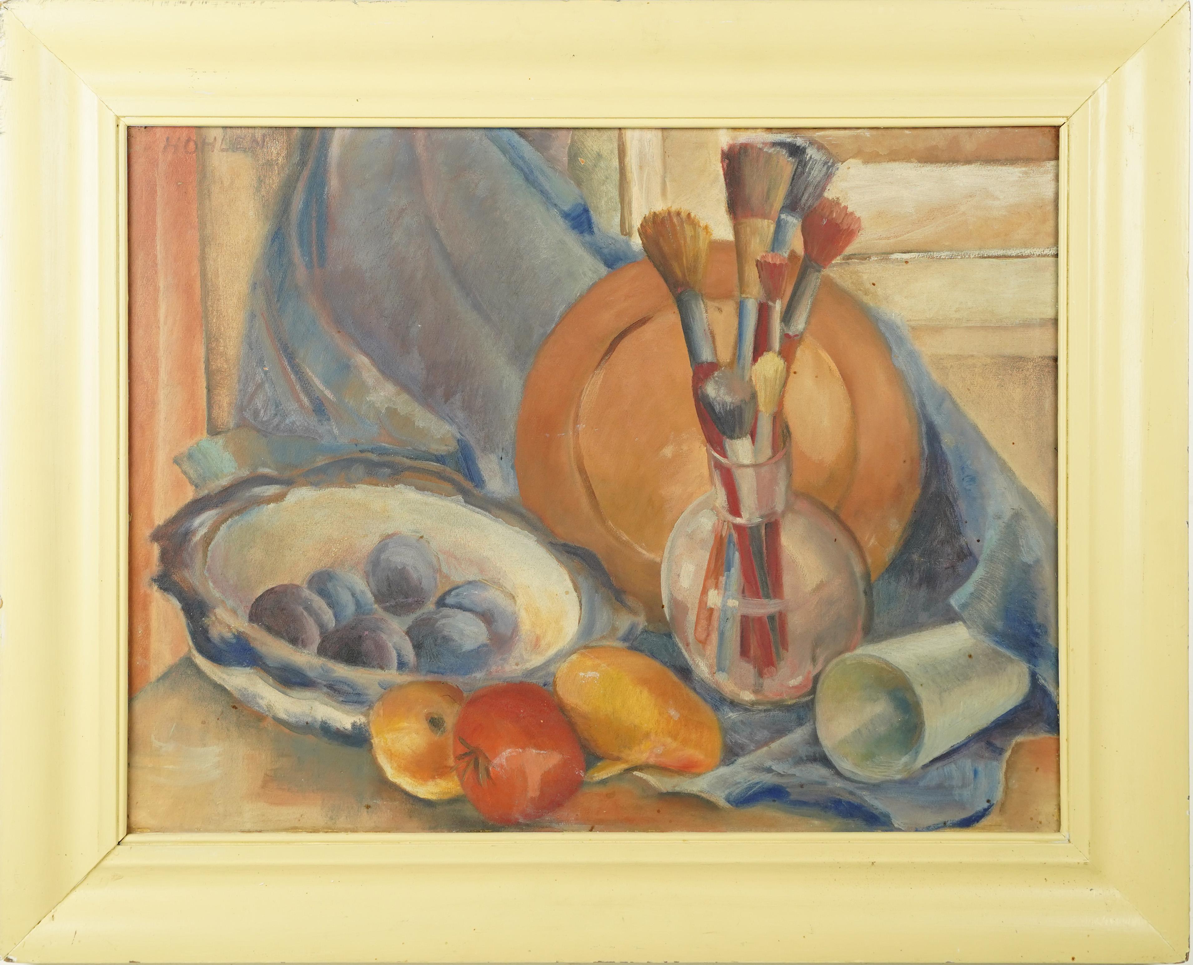 Peinture de nature morte féminine d'une exposition d'art de l'Iowa, Soft Impressionist Listed