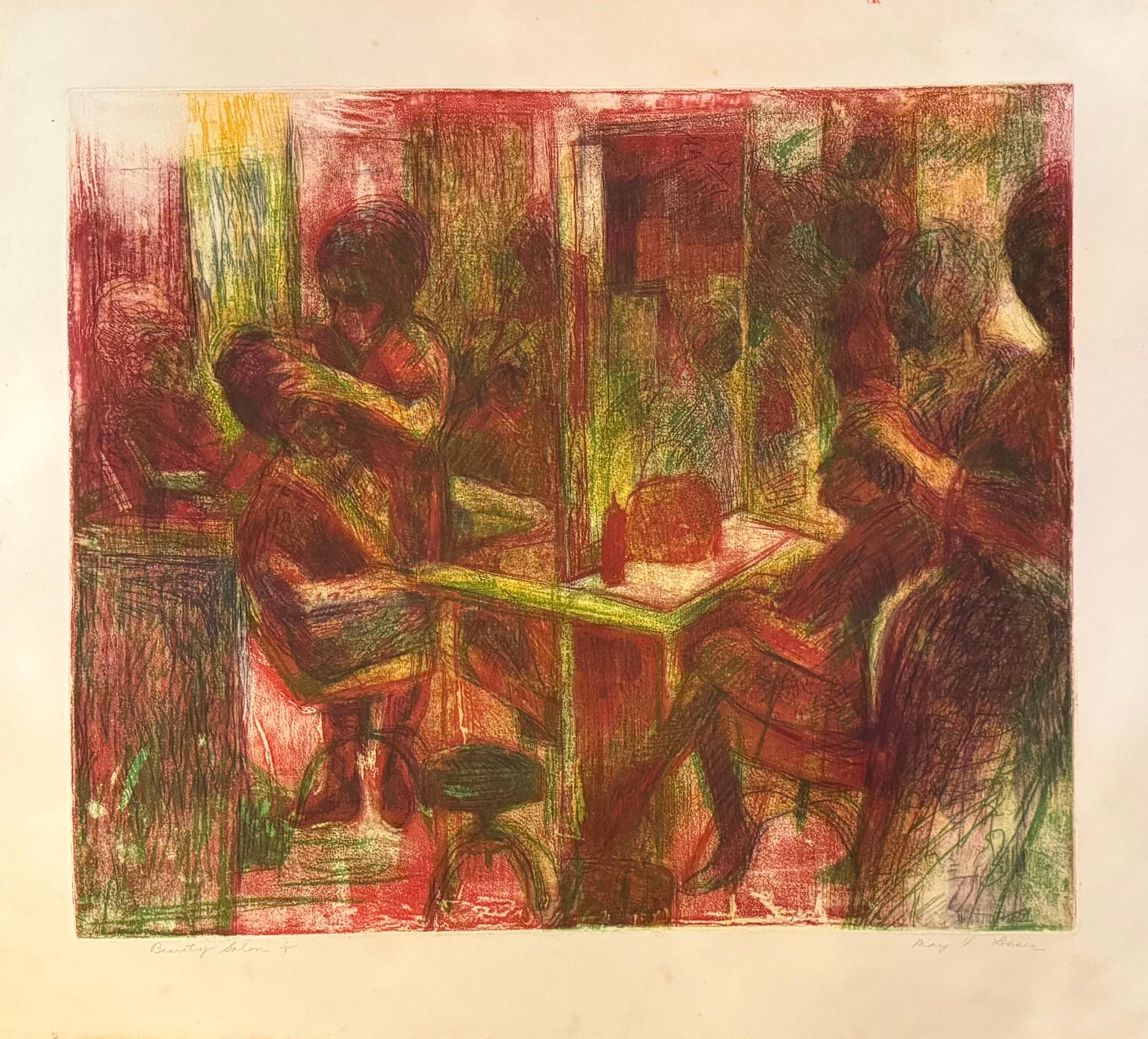 May Lesser Figurative Print – Beauty Salon