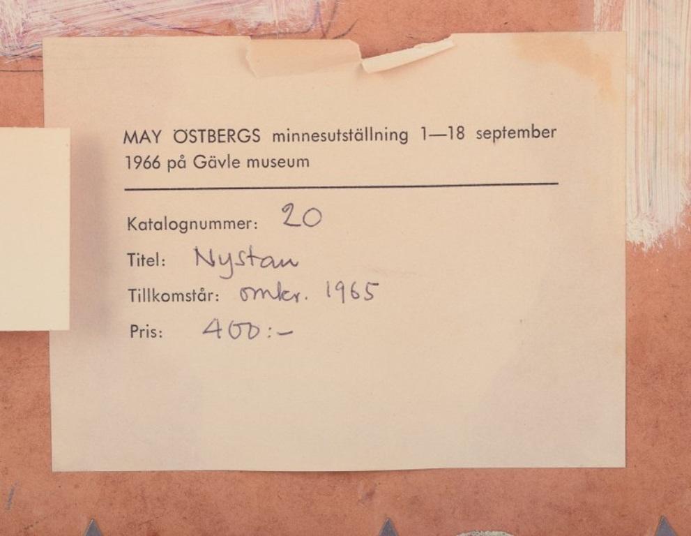 May Östberg, Swedish artist. Oil on board. Modernist landscape. 1965 For Sale 4