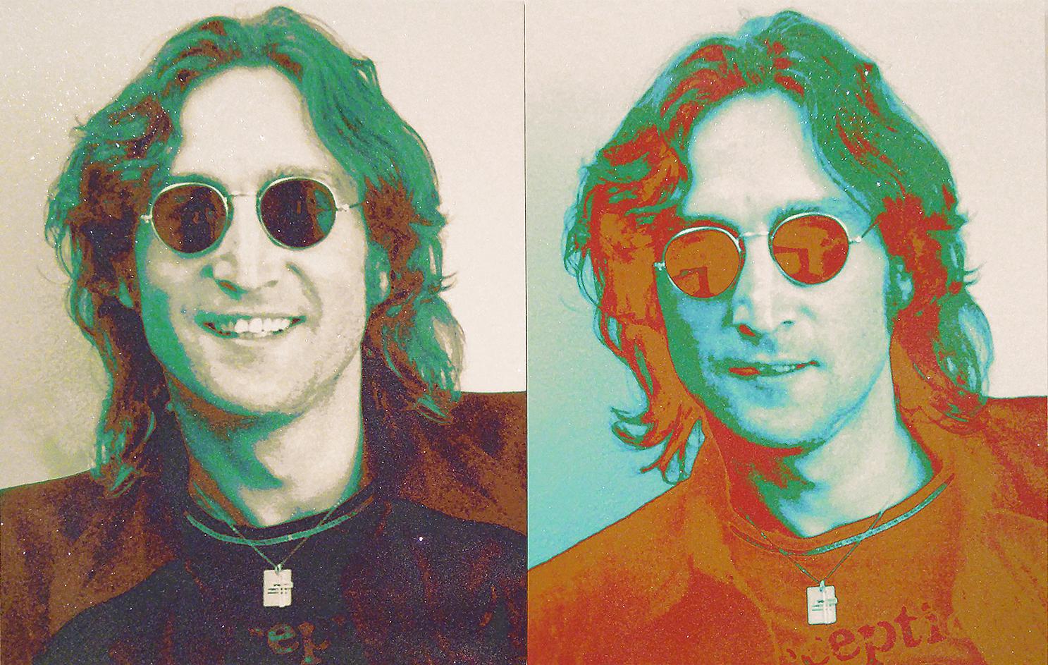 John Lennon Diamantstaub-Leinwand , 38x60 The Lost Weekend – Mixed Media Art von May Pang and Ceravolo 