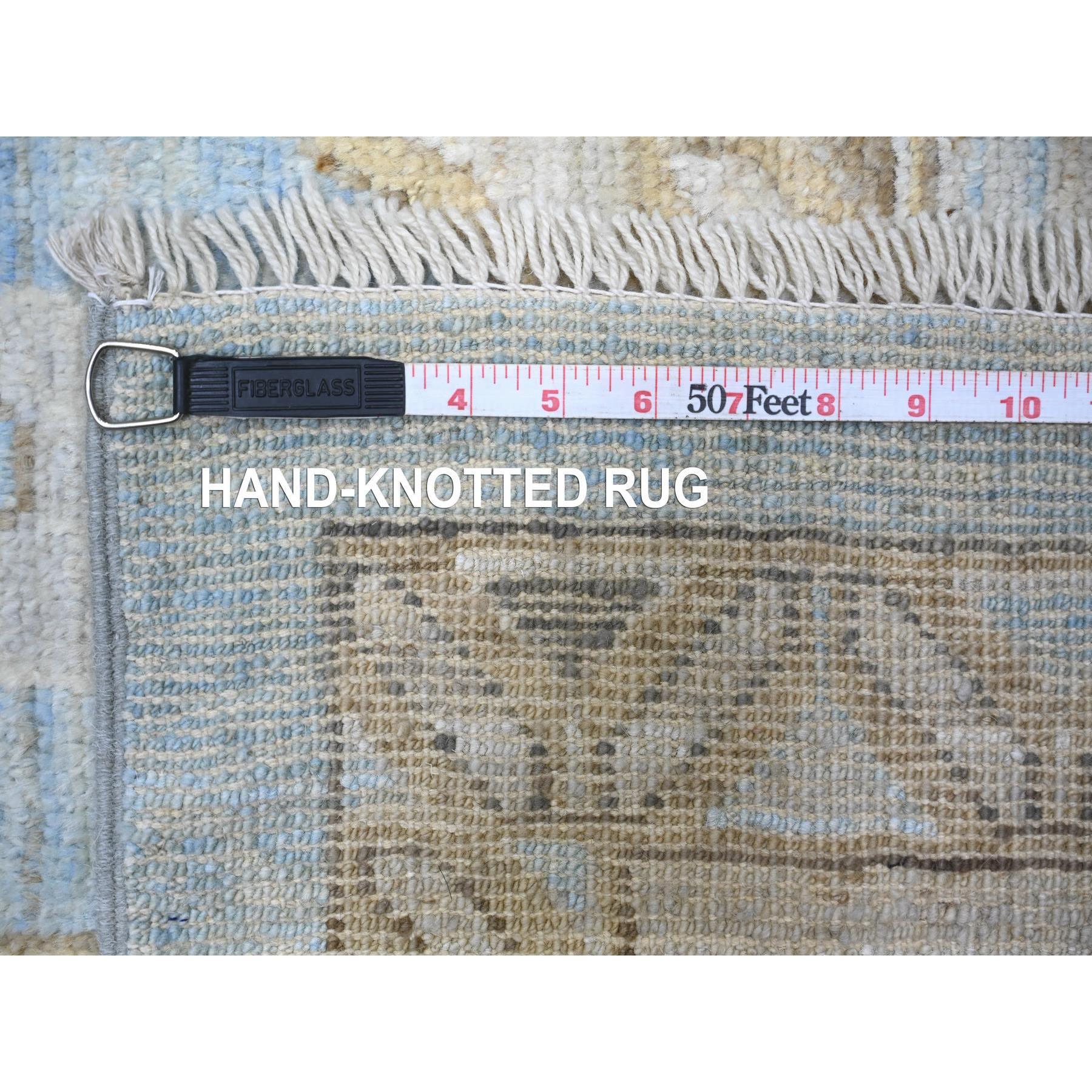 Maya Blue Afghan Angora Oushak Floral Hand Knotted Wool Oriental Rug 10' x 13'8
