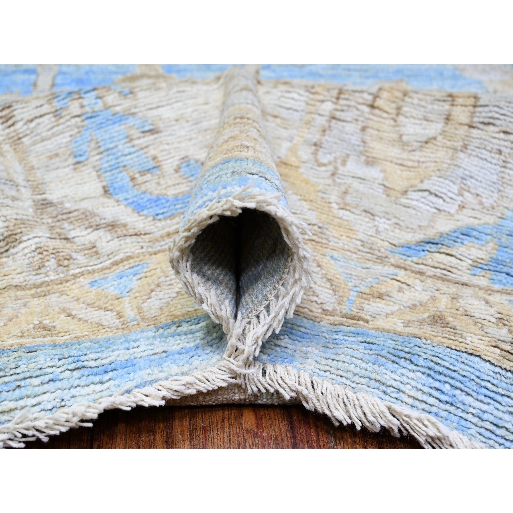 Maya Blue Afghan Angora Oushak Floral Hand Knotted Wool Oriental Rug 10' x 13'8