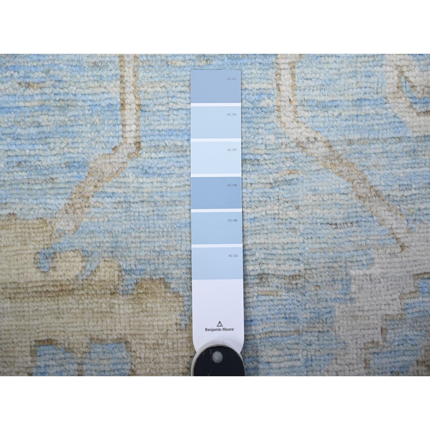 Maya Blue Afghan Angora Oushak Floral Hand Knotted Wool Oriental Rug 10' x 13'8