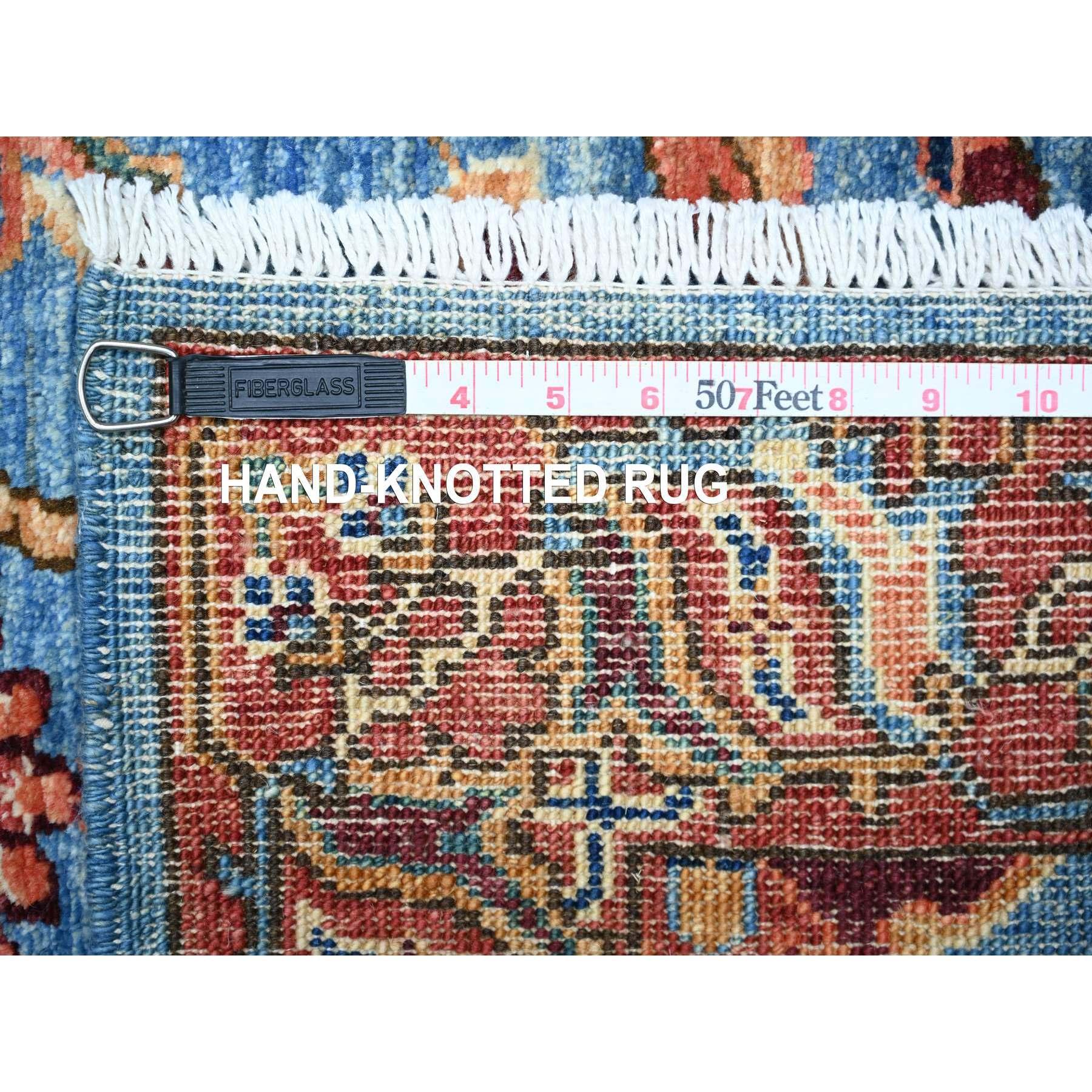 Maya Blue Fine Aryana Hand Knotted Natural Dyes Vibrant Wool Rug 3'7