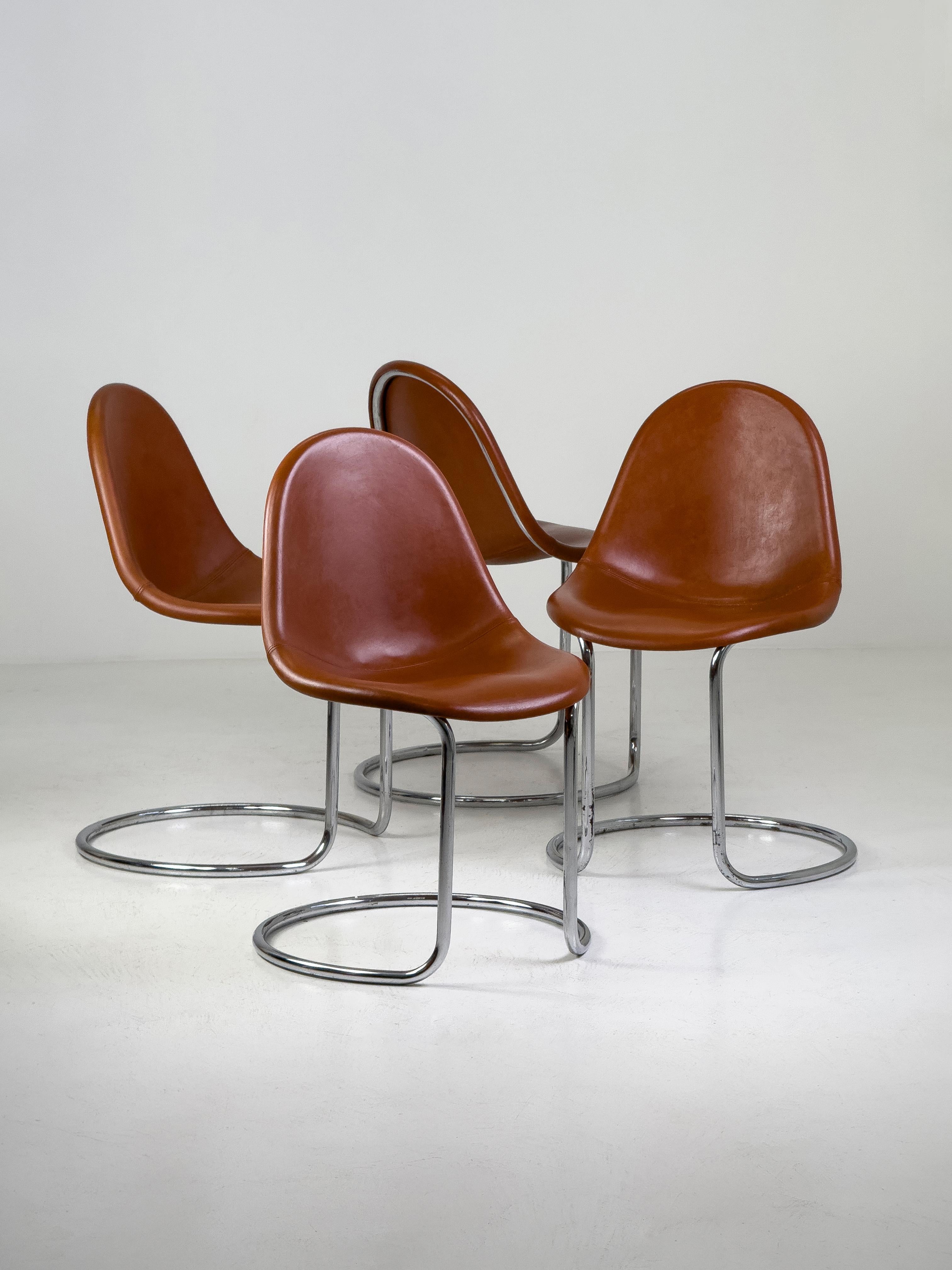 Maya chairs by Giotto Stoppino for Bernini, Italy, 1970s, brown