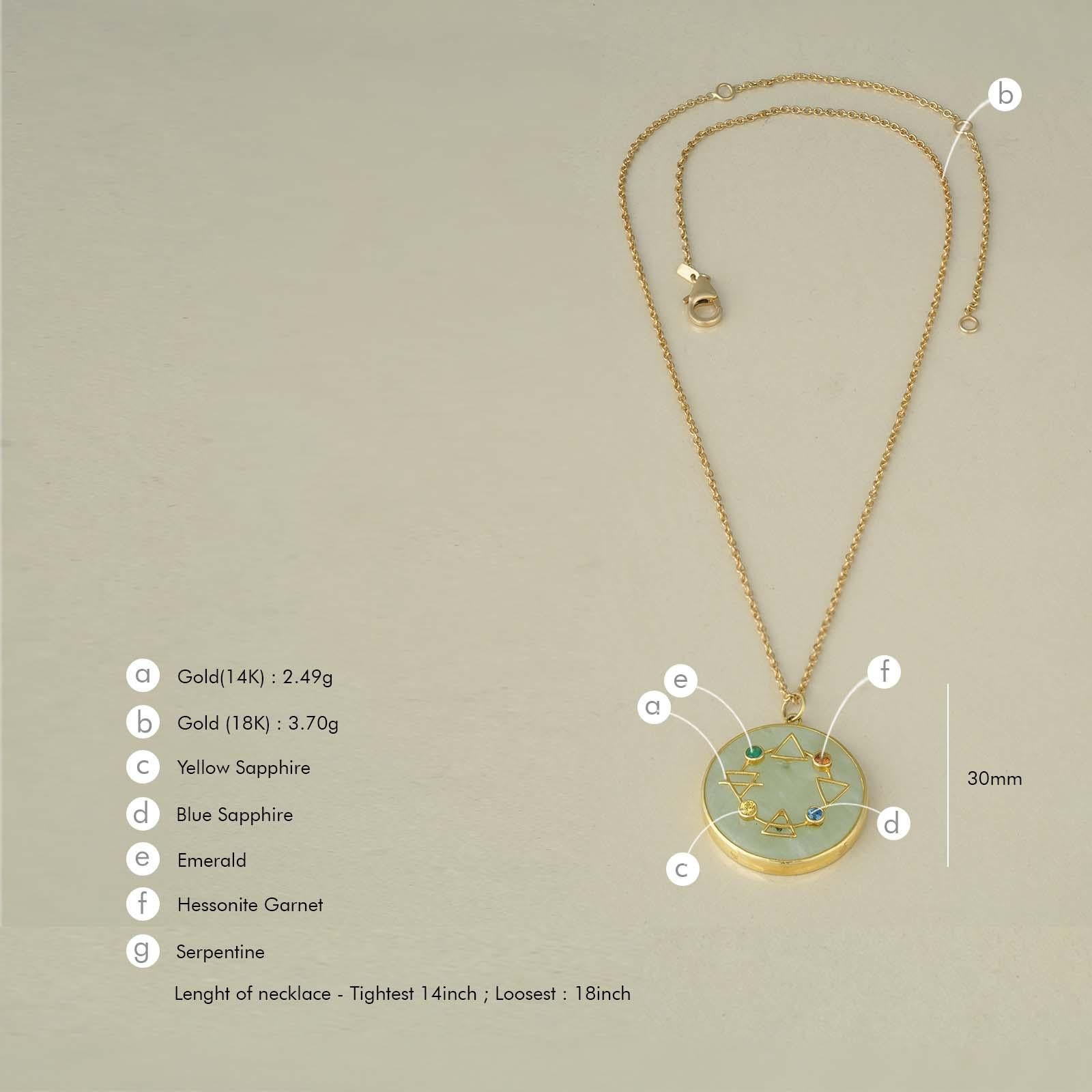 Modern Moi Maya Elements of Life Gold and Gemstone Pendant Necklace For Sale
