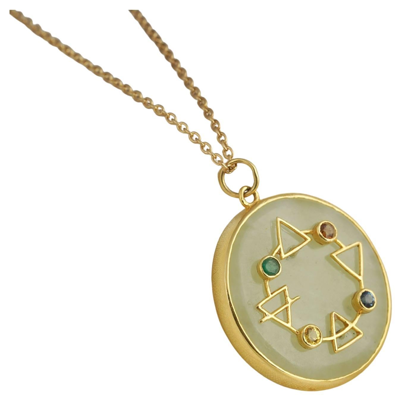Moi Maya Elements of Life Gold and Gemstone Pendant Necklace For Sale
