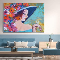 Floral Painting Portrait Textured Giclee on Canvas 45x60" Dreamy Spring Flowers