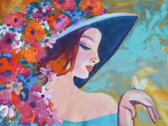 Floral Painting Portrait Textured Giclee on Canvas 45x60" Dreamy Spring Flowers