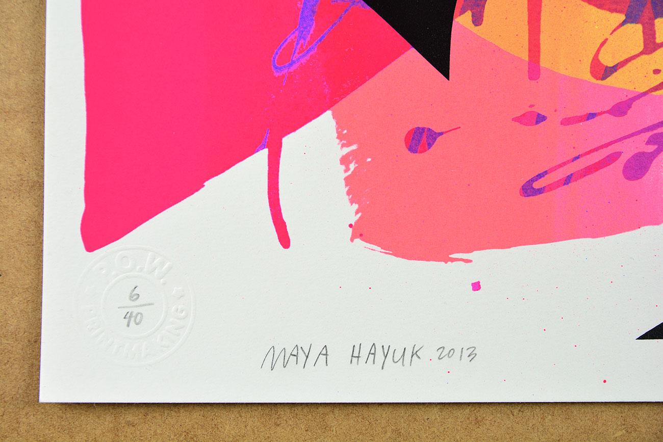 MAYA HAYUK: Swamp – handbemalter Druck, signiert und nummeriert, Abstrakte Kunst (Beige), Figurative Print, von Maya Hayuk