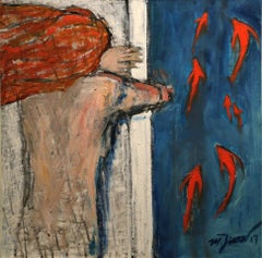 Arte contemporanea georgiana di Maya Jimsheleishvili - Giocando con i pesci rossi