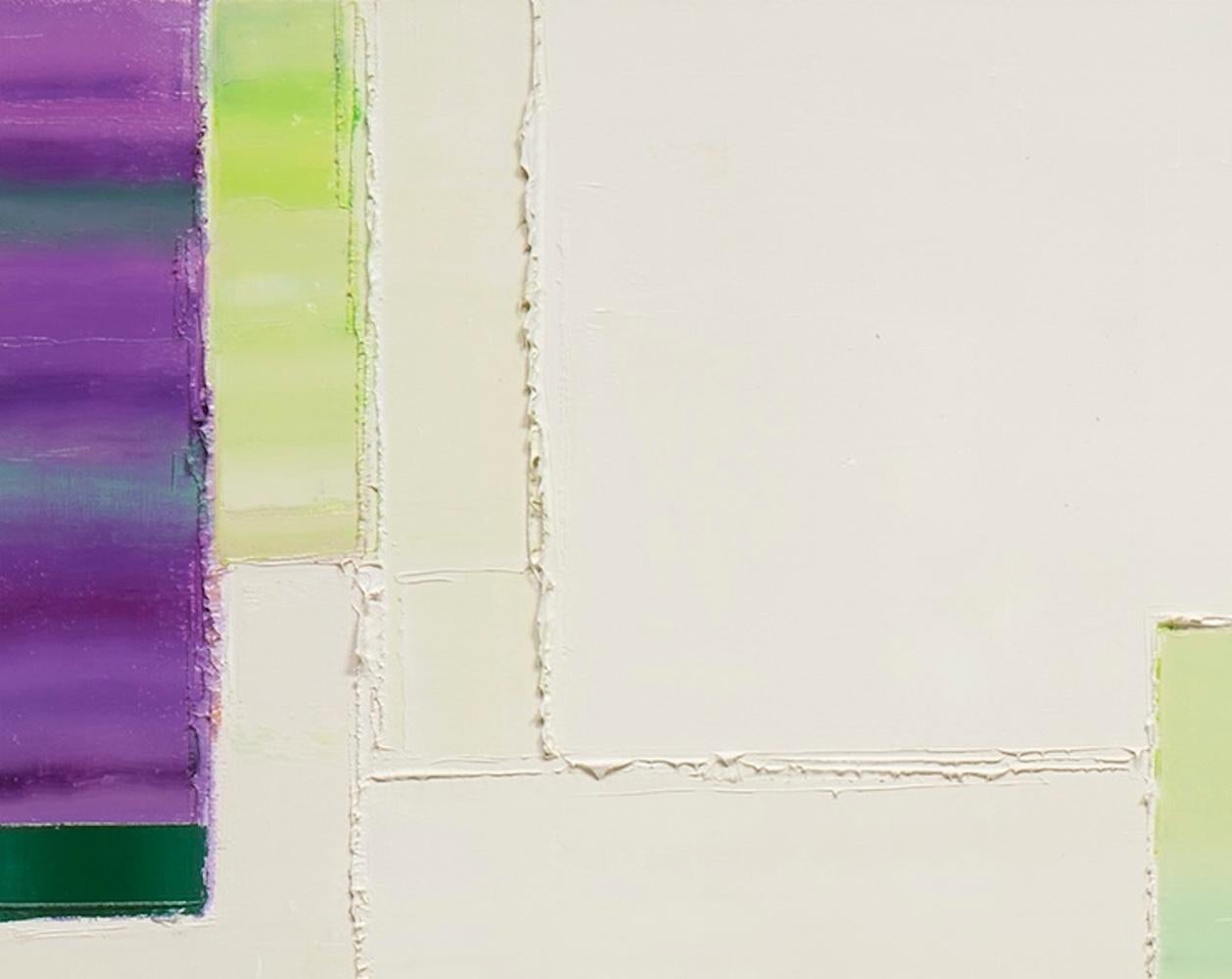 Begin Again 5, 36 x 48 in Vibrant Lila, Rosa, Creme & Grün Abstrakte Malerei im Angebot 4