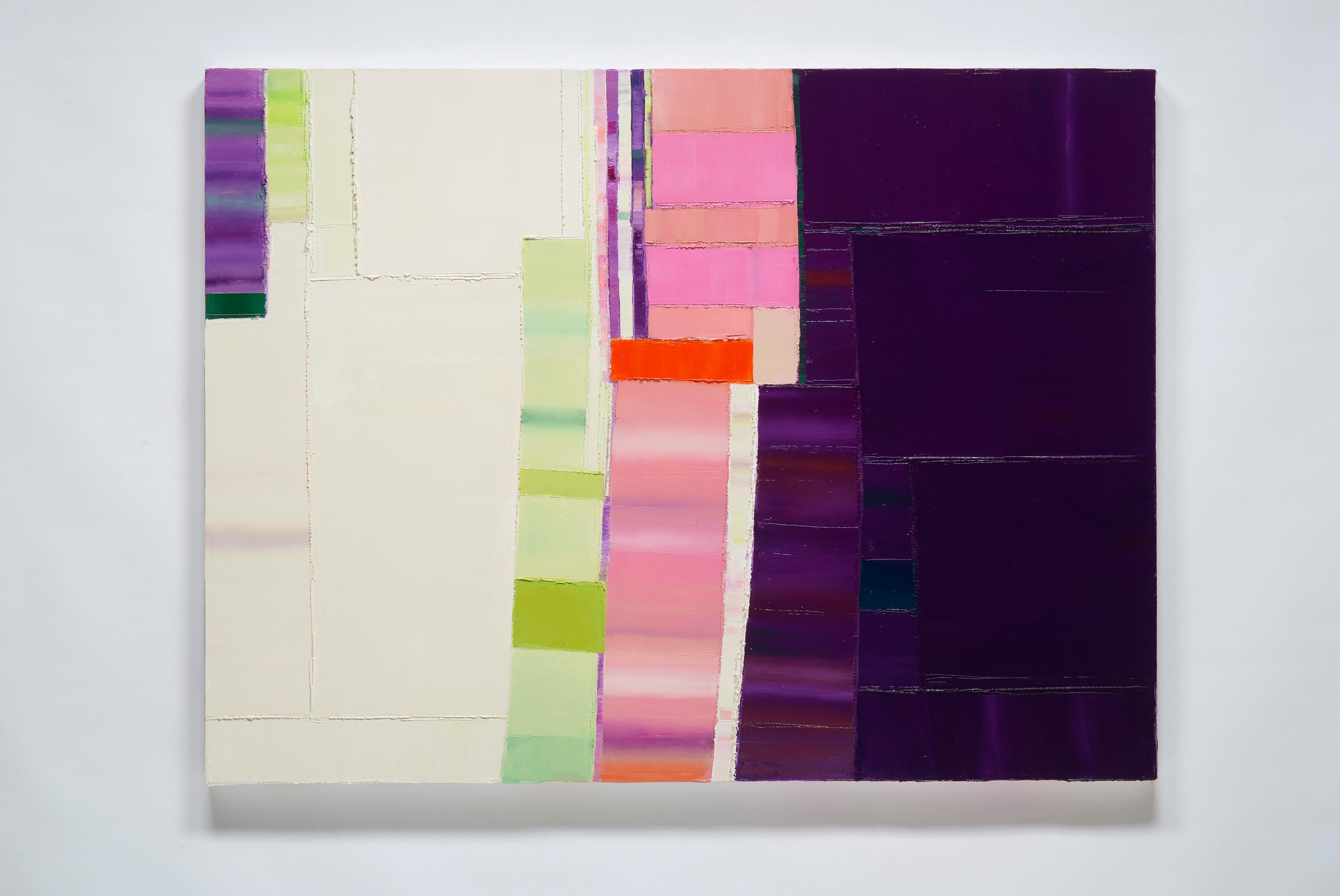 Begin Again 5, 36 x 48 in Vibrant Lila, Rosa, Creme & Grün Abstrakte Malerei im Angebot 6