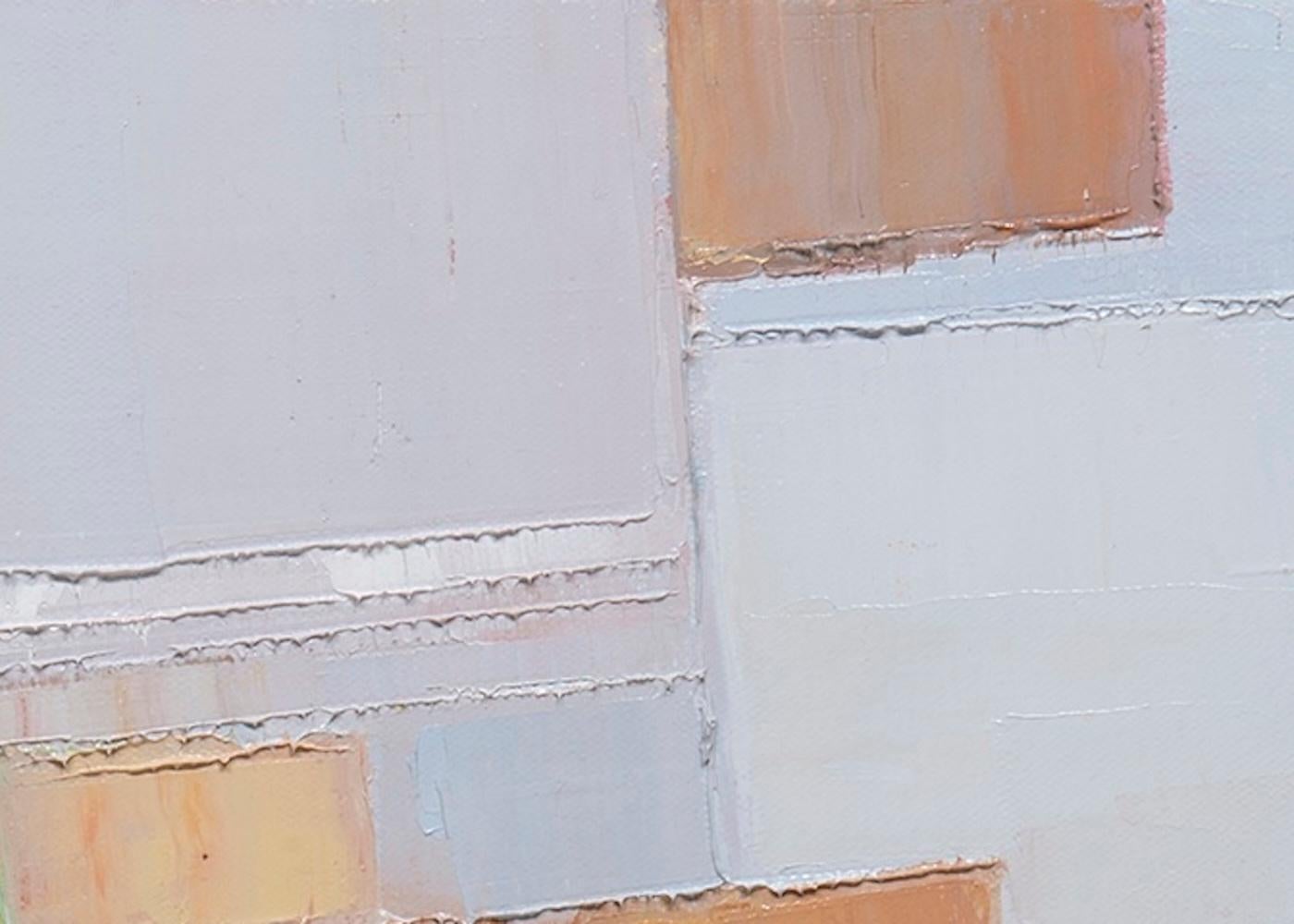 Begin Again 9 is a quietly resonant abstract painting that reflects the artist’s ongoing commitment to building meaning through restraint, revision, and the physical record of process. Constructed from layered rectangular planes, the composition