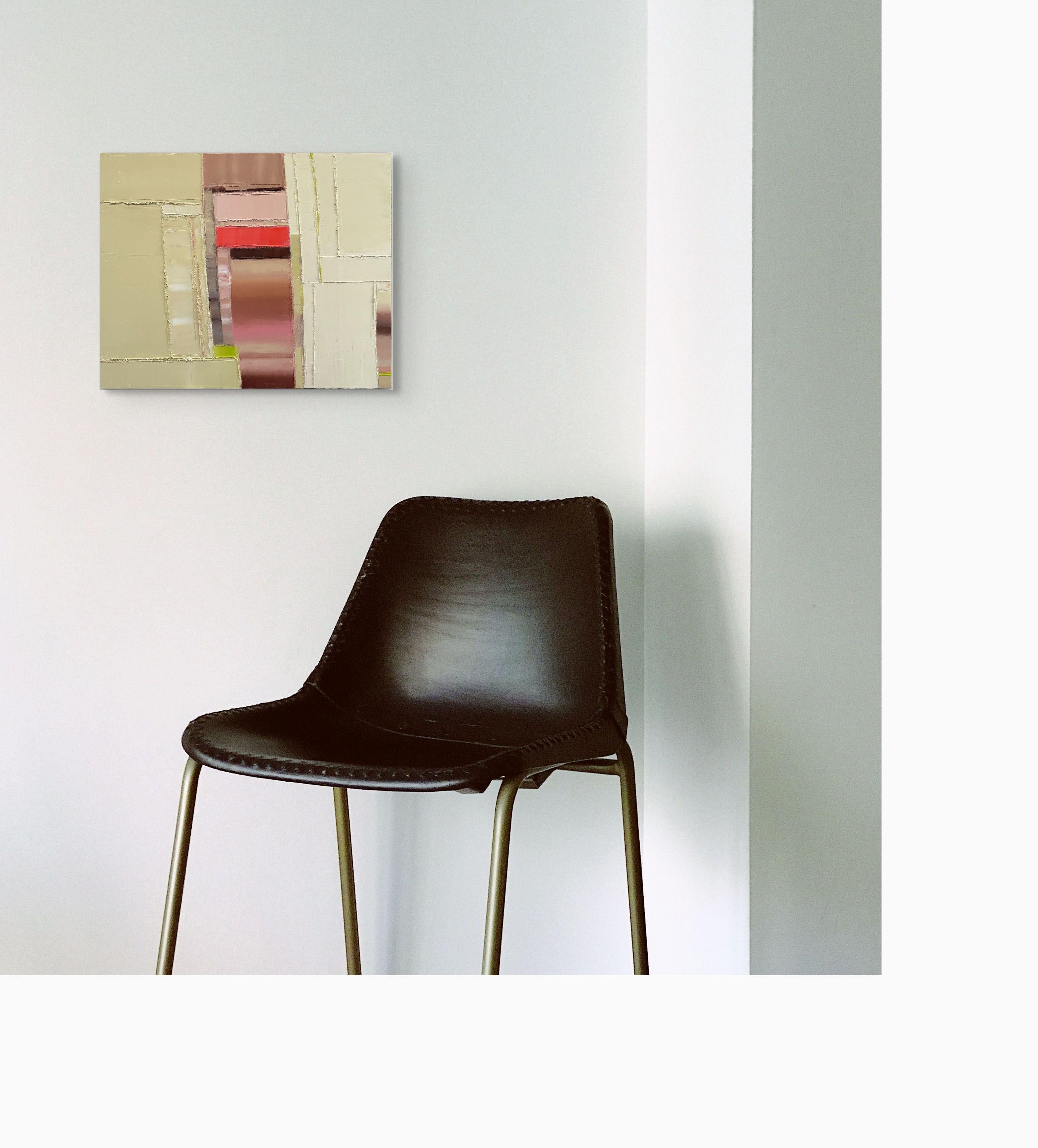 Let the World Push Through, Soft Neutral Geometric Abstract, 16 x 20 in. (Zeitgenössisch), Art, von Maya Kabat