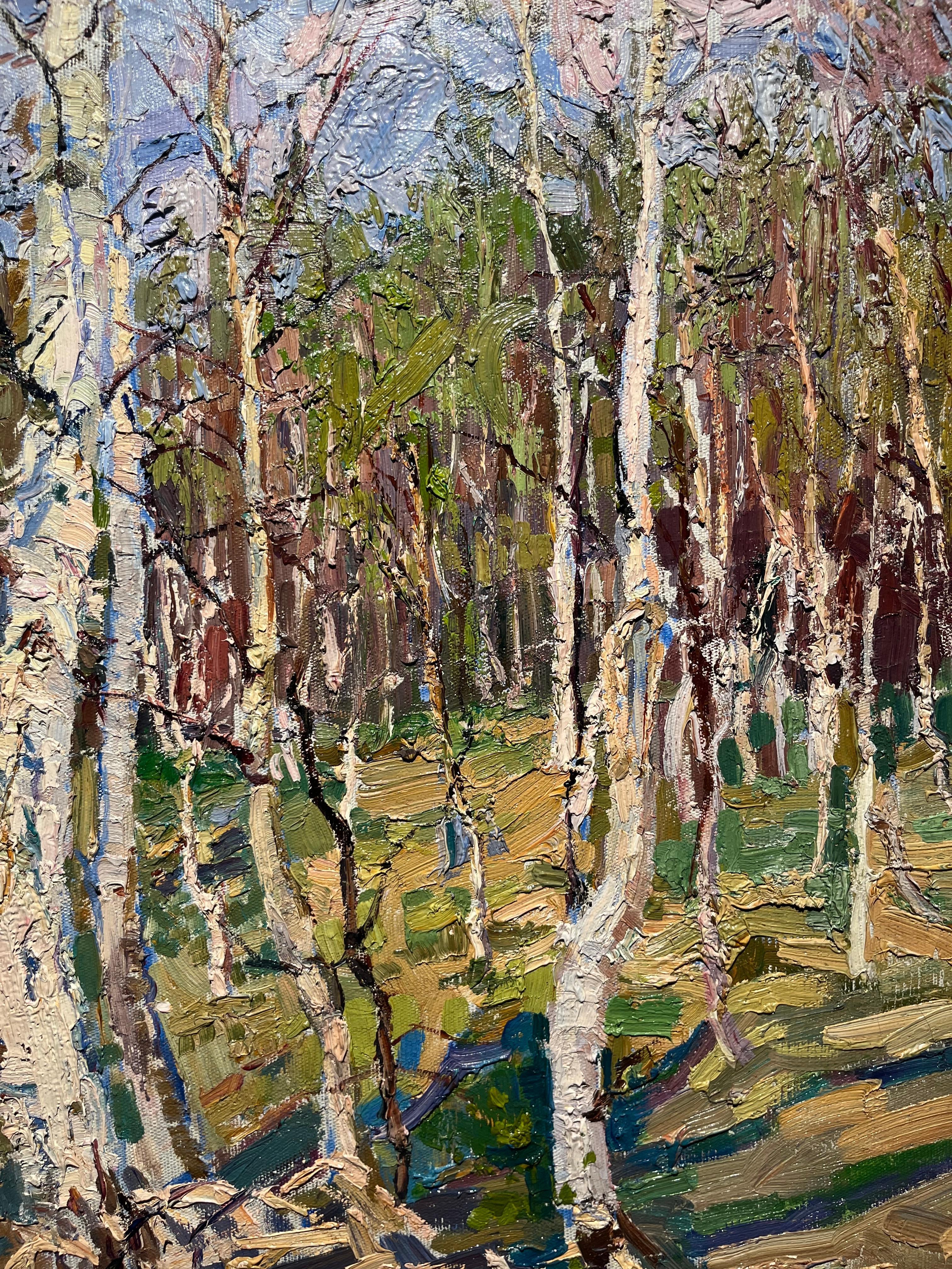 Bosco autunnale
Marroni ,verde,Betulle
Maya KOPITZEVA (Gagra, Georgia 1924 - San Pietroburgo 2005)

Maya Kuzminichna Kopitzeva nació en 1924 en Georgia, pero al año siguiente su familia se trasladó a San Pietroburgo.
De 1941 a 1945 completa el ciclo