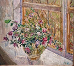 " Fiori sulla finesta" Olio cm. 55 x 50