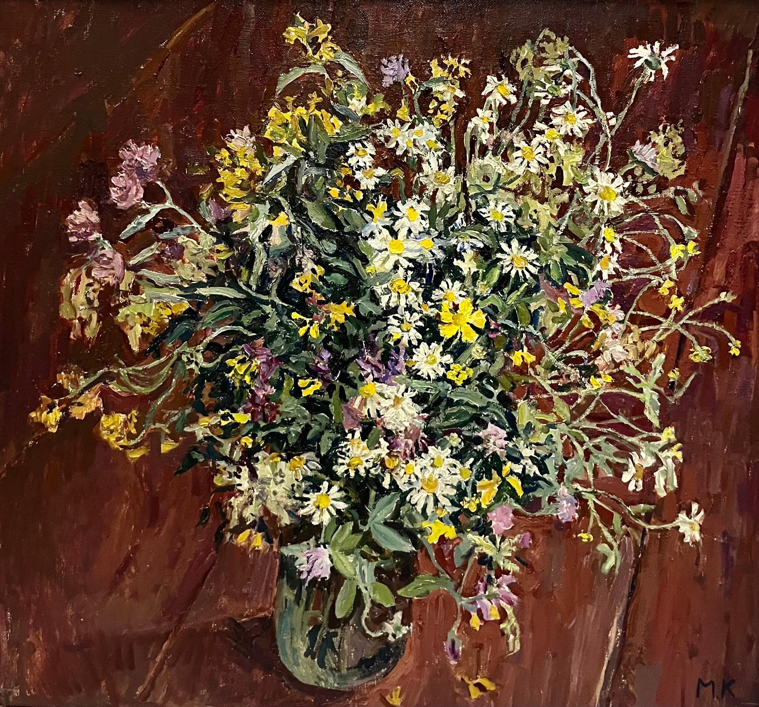 Maya KOPITZEVA Still-Life Painting – Mazzo di fiori „ Olio“, cm.80 x 74  1997 