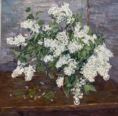 " White lilac" Oil cm. 89 x 89  white,1996