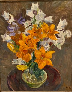 "Bouquet de fleurs orange" Bouquet de fleurs, Orange  Huile cm. 40 x 50  1981