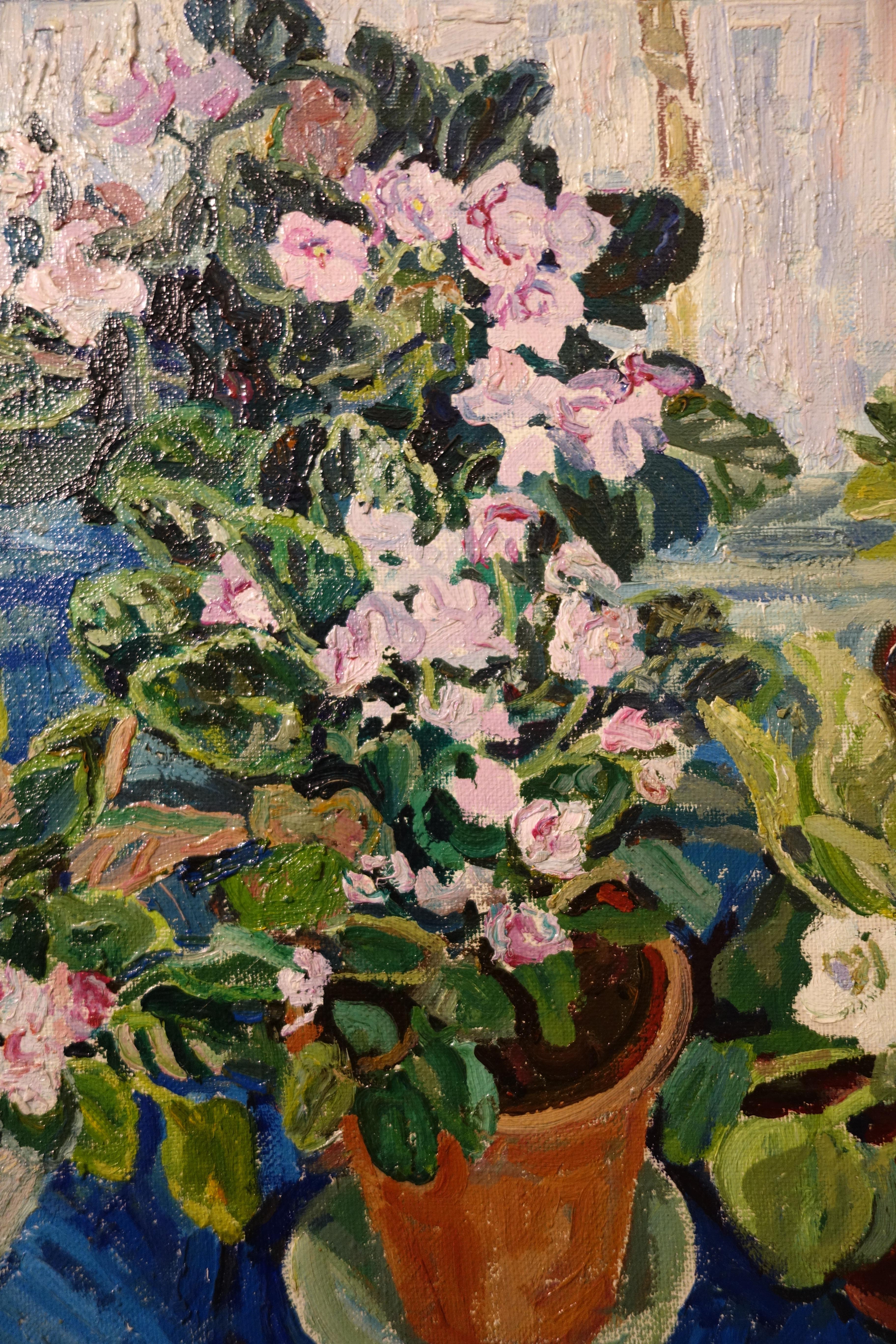 Fiori davanti alla finestra  cm. 90 x70  1995 - Painting by Maya KOPITZEVA
