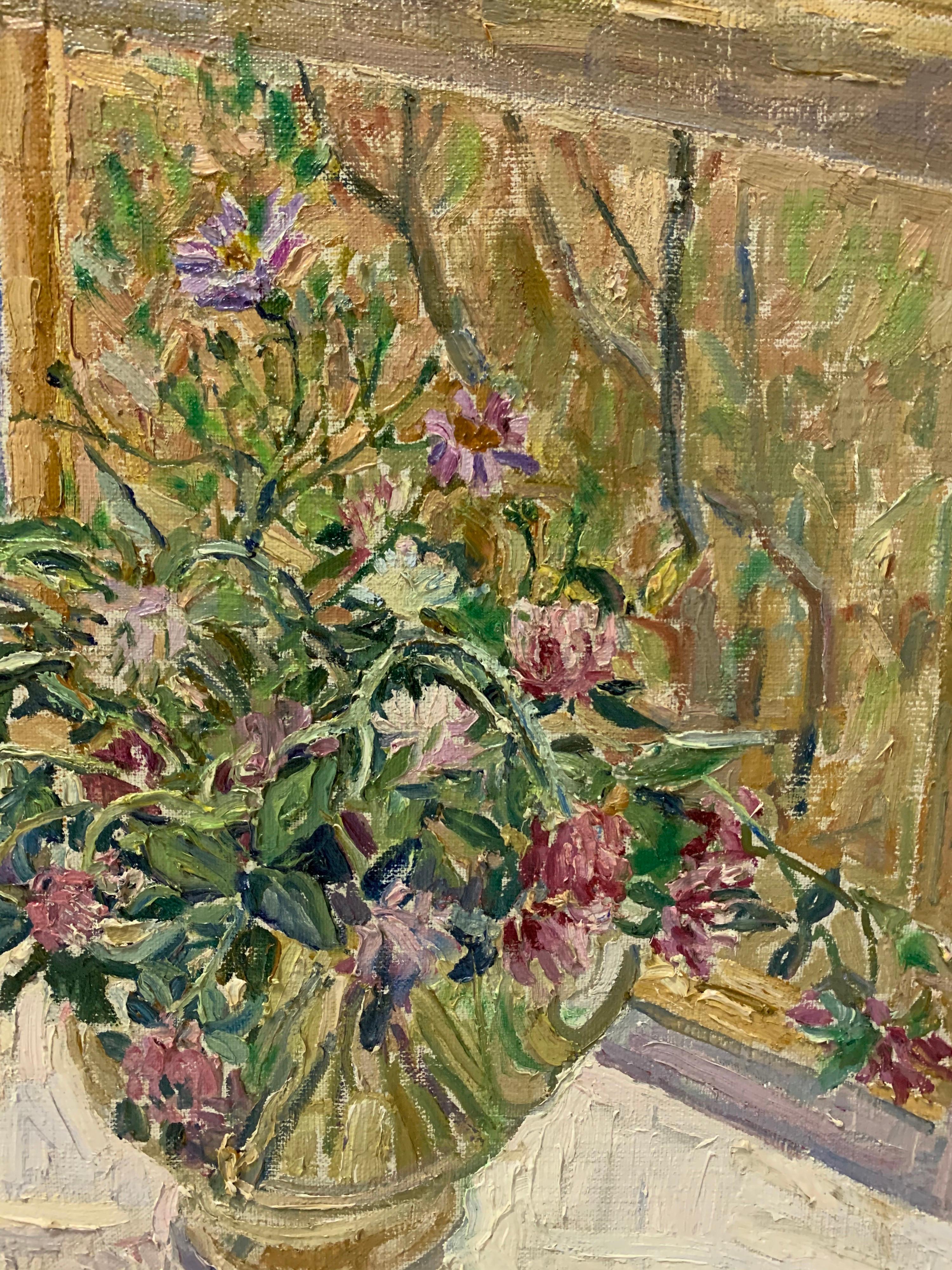 window with flowers painting