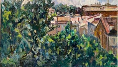 "Paesaggio dai tetti"  Olio cm. 55 x 34   1993