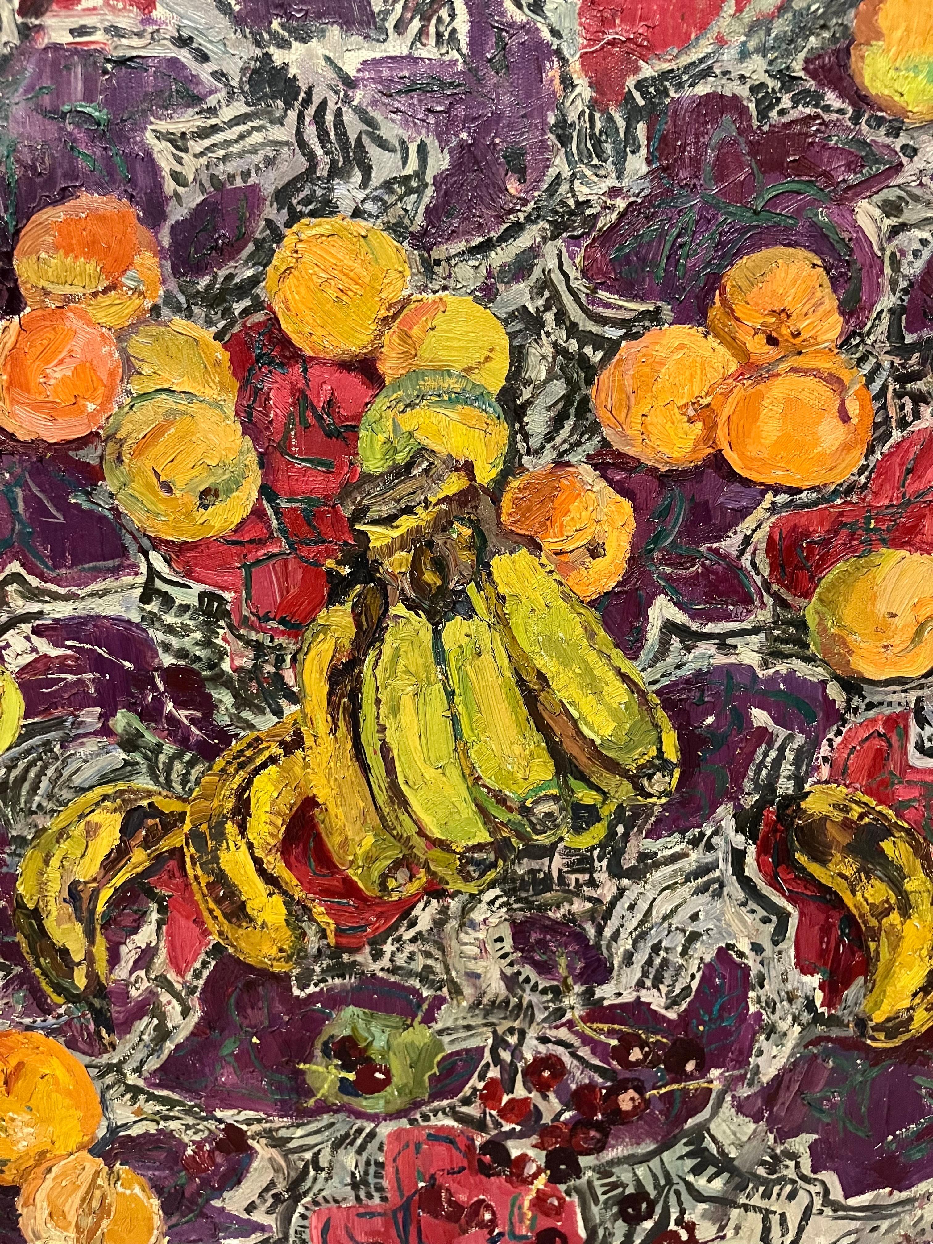 „Zwiebeln und Bananen“ rot, orange, Öl 100 x 90  1964 – Painting von Maya KOPITZEVA