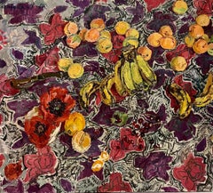 « Poppies and Bananas » rouge, orange, huile 100 x 90  1964