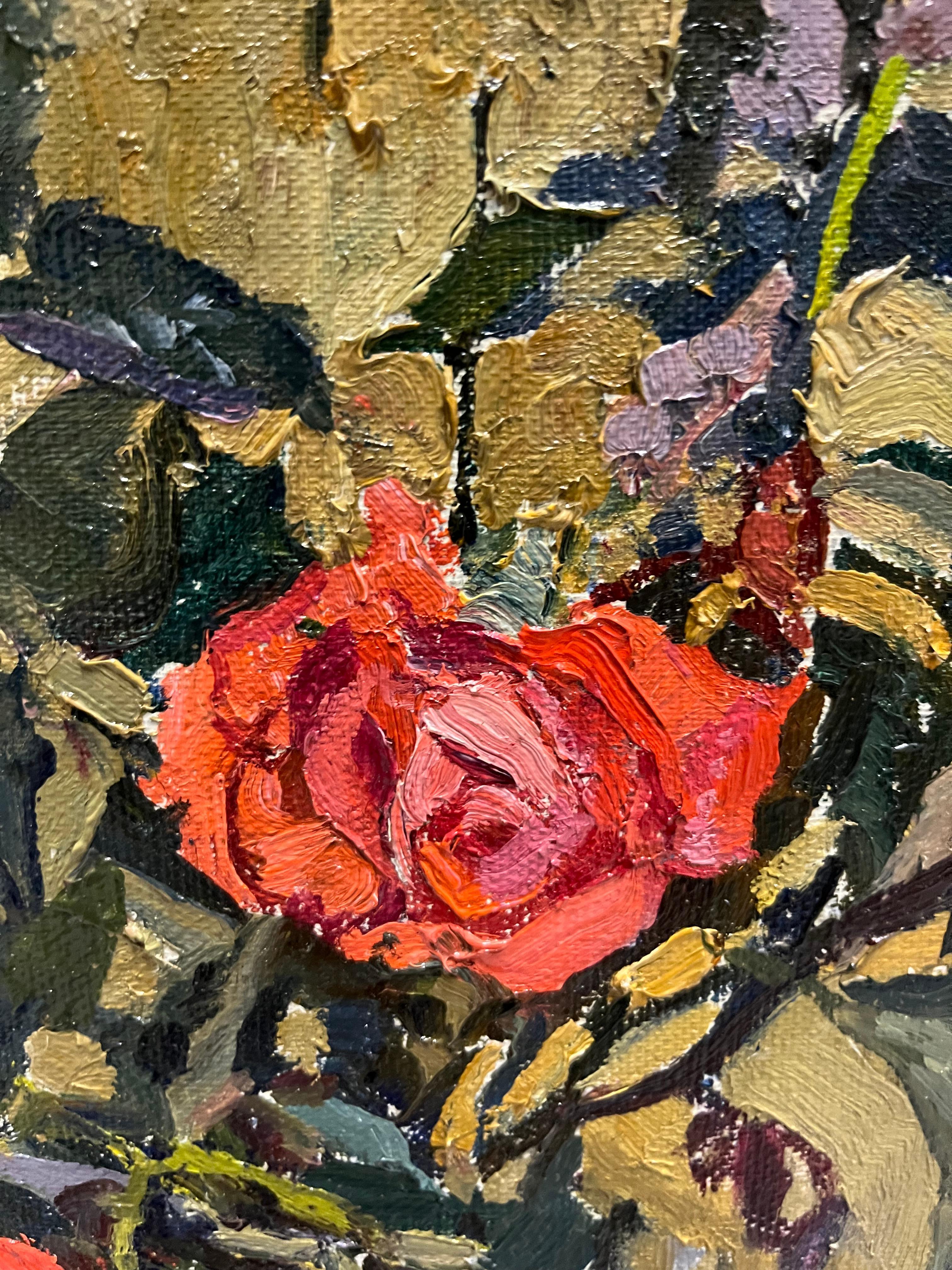 Red Roses, Ölgemälde, cm 52 x 48, 1968 im Angebot 1
