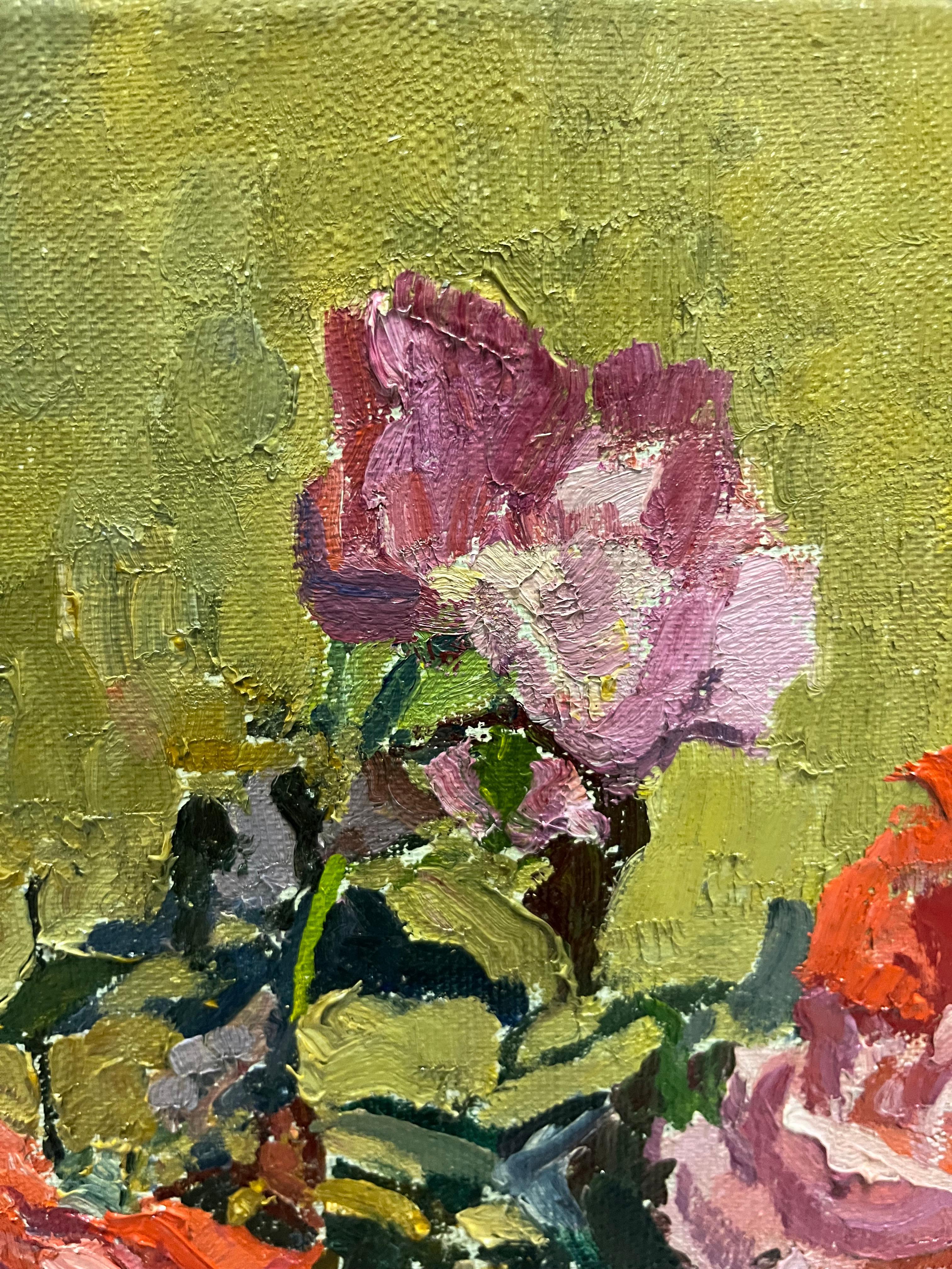 Red Roses, Ölgemälde, cm 52 x 48, 1968 im Angebot 2