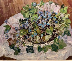 "Snowdrop" flowers , violet, violets Oil cm. 60 x 50  1998