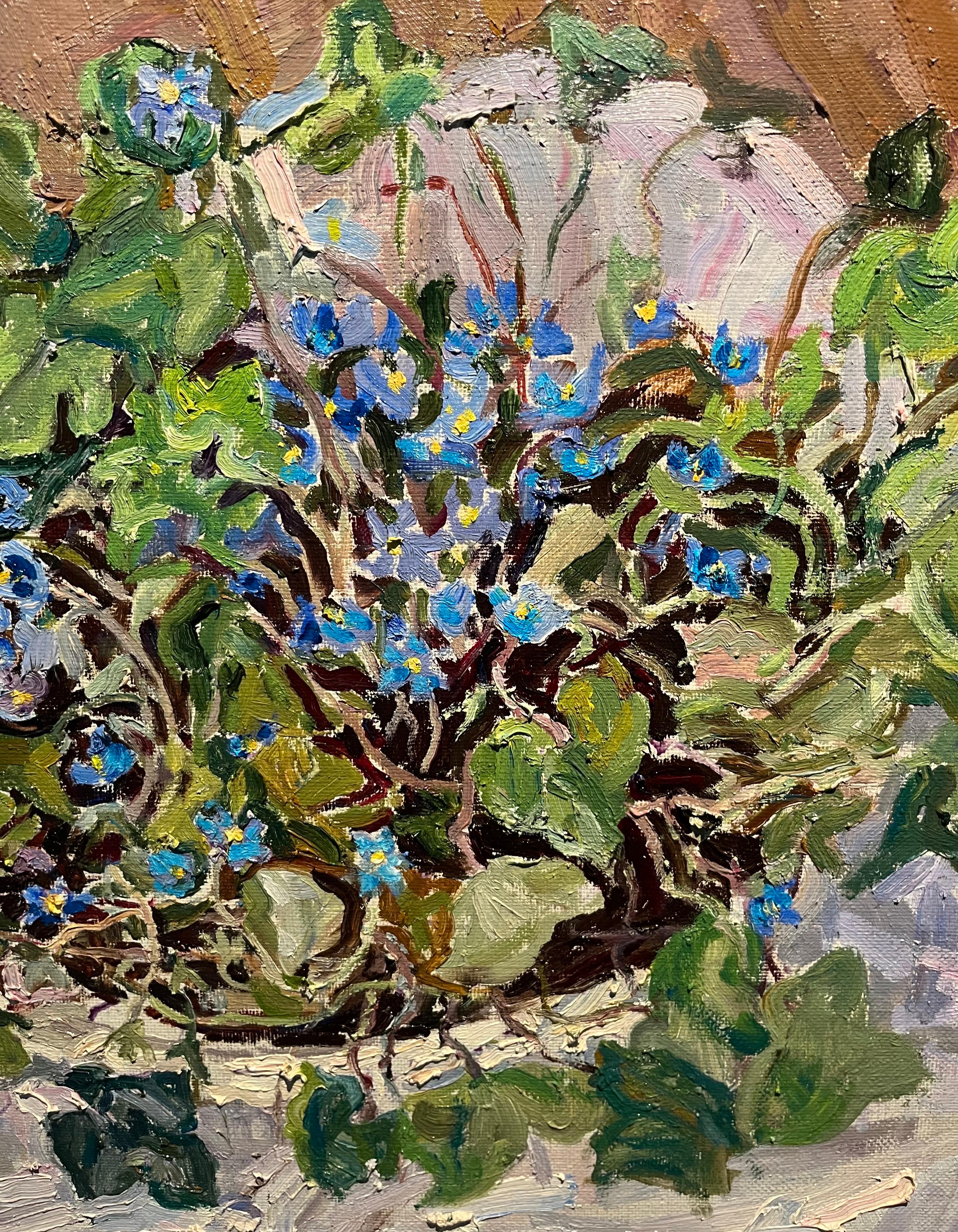 „Snowdrop“ Blumen , violett, violett Öl cm. 60 x 50  1998 (Post-Impressionismus), Painting, von Maya KOPITZEVA