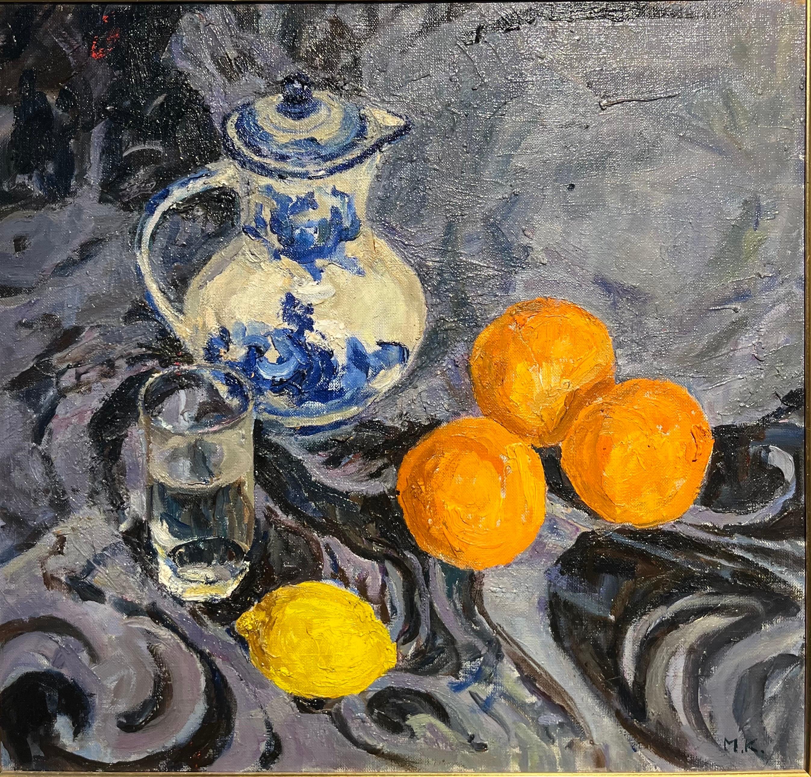 Still life with lemon and oranges - oil, cm. 50 x 47, 1990 - Painting by Maya KOPITZEVA