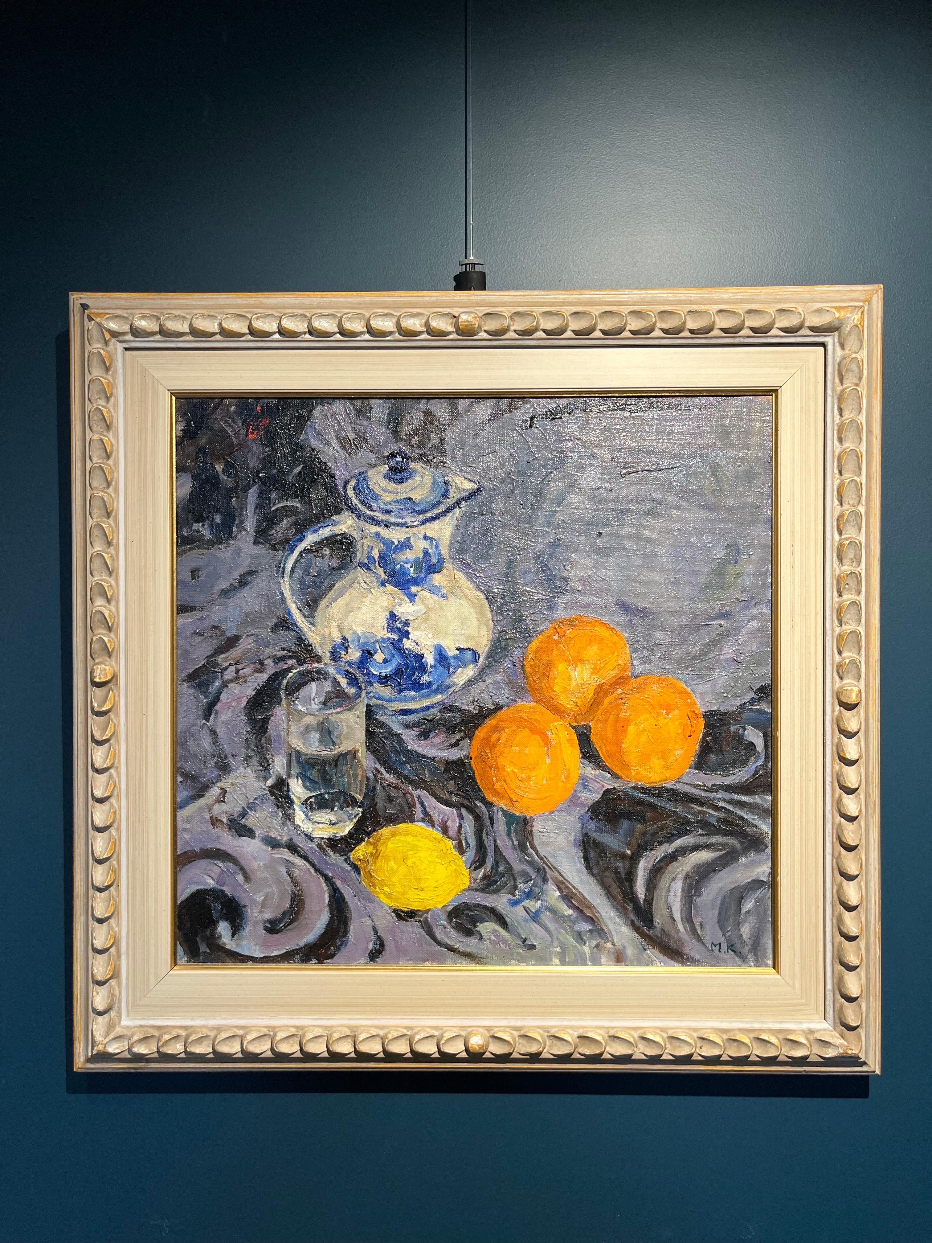Still life with lemon and oranges - oil, cm. 50 x 47, 1990 - Post-Impressionist Painting by Maya KOPITZEVA