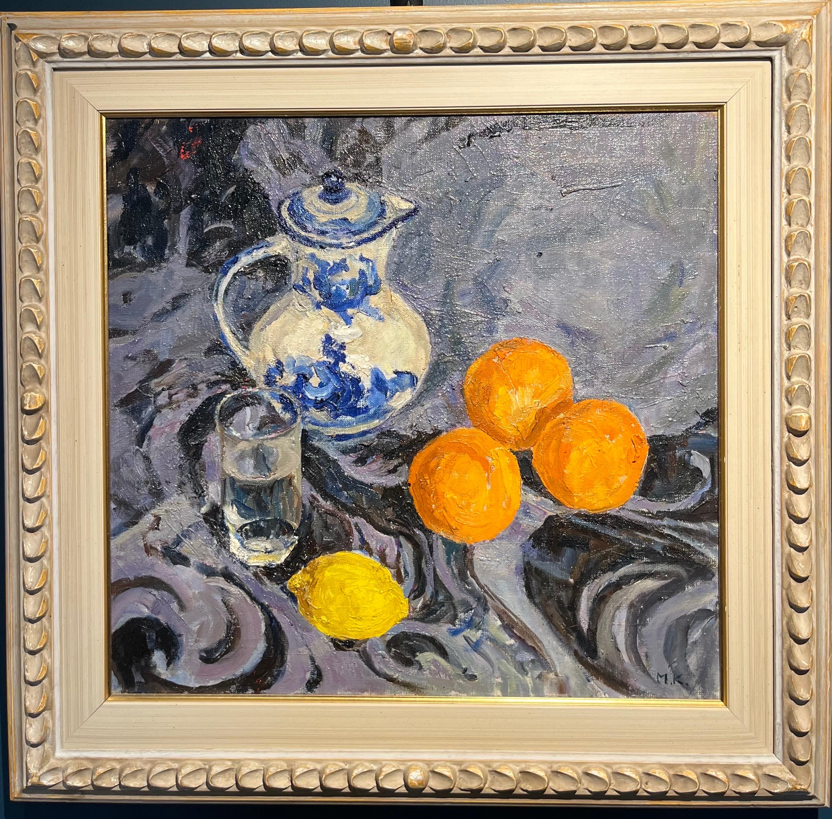 Maya KOPITZEVA Still-Life Painting - Still life with lemon and oranges - oil, cm. 50 x 47, 1990