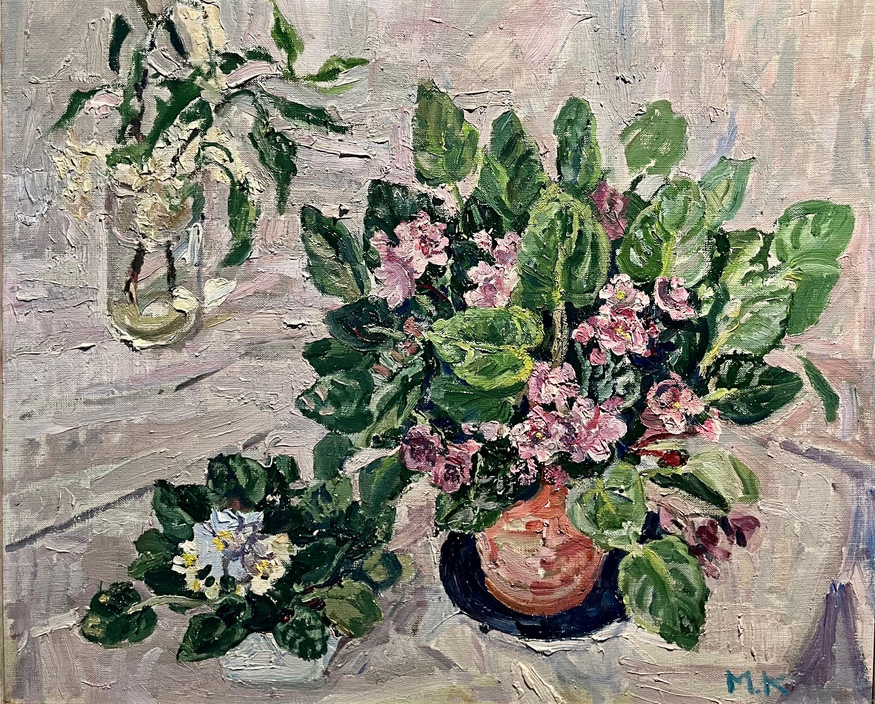 Figurative Painting di Maya KOPITZEVA - "Violet" Fiori, violette del pensiero cm. 60 x 50