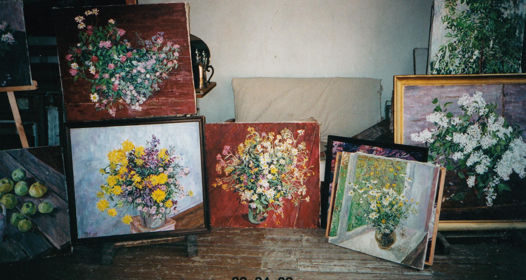 fleurs de cerisier blanches   Impressionnisme russe, fleurs, huile, cm 110 x 80 en vente 2