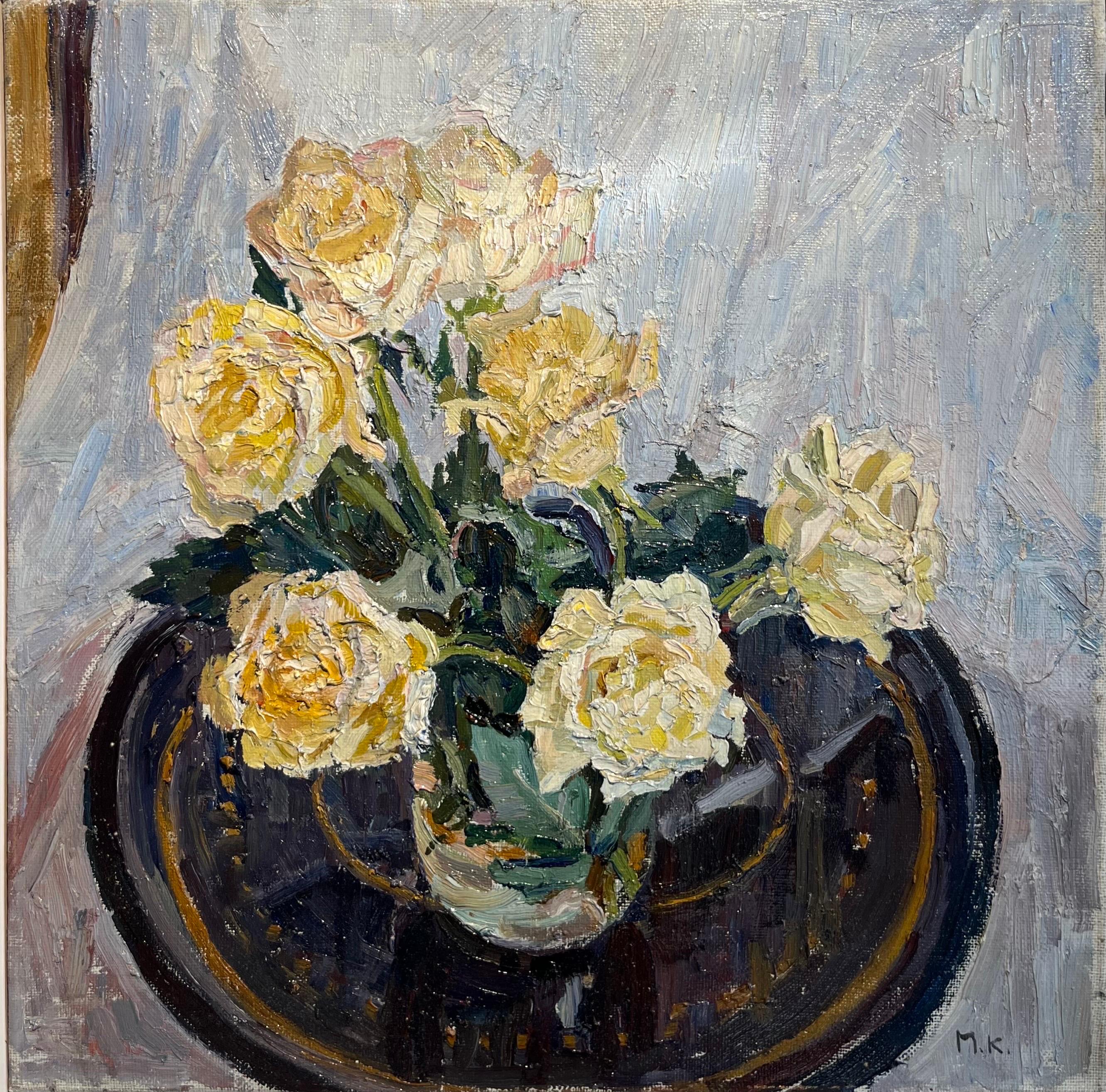 „Gelb-Rosen“, Öl, 1968  cm. 50 x 50 – Painting von Maya KOPITZEVA